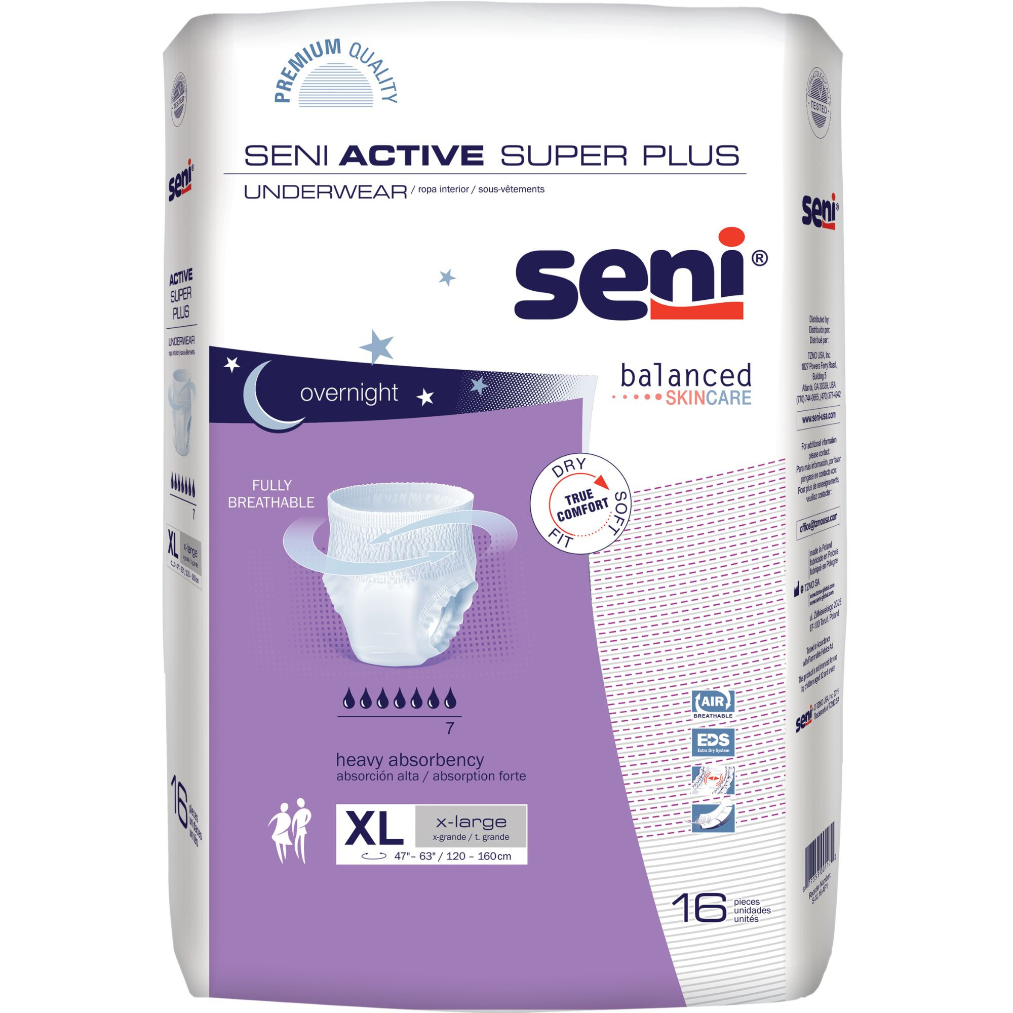 Seni Active Super Plus Adult Incontinence Pull-Up Underwear, Overnight Absorbency