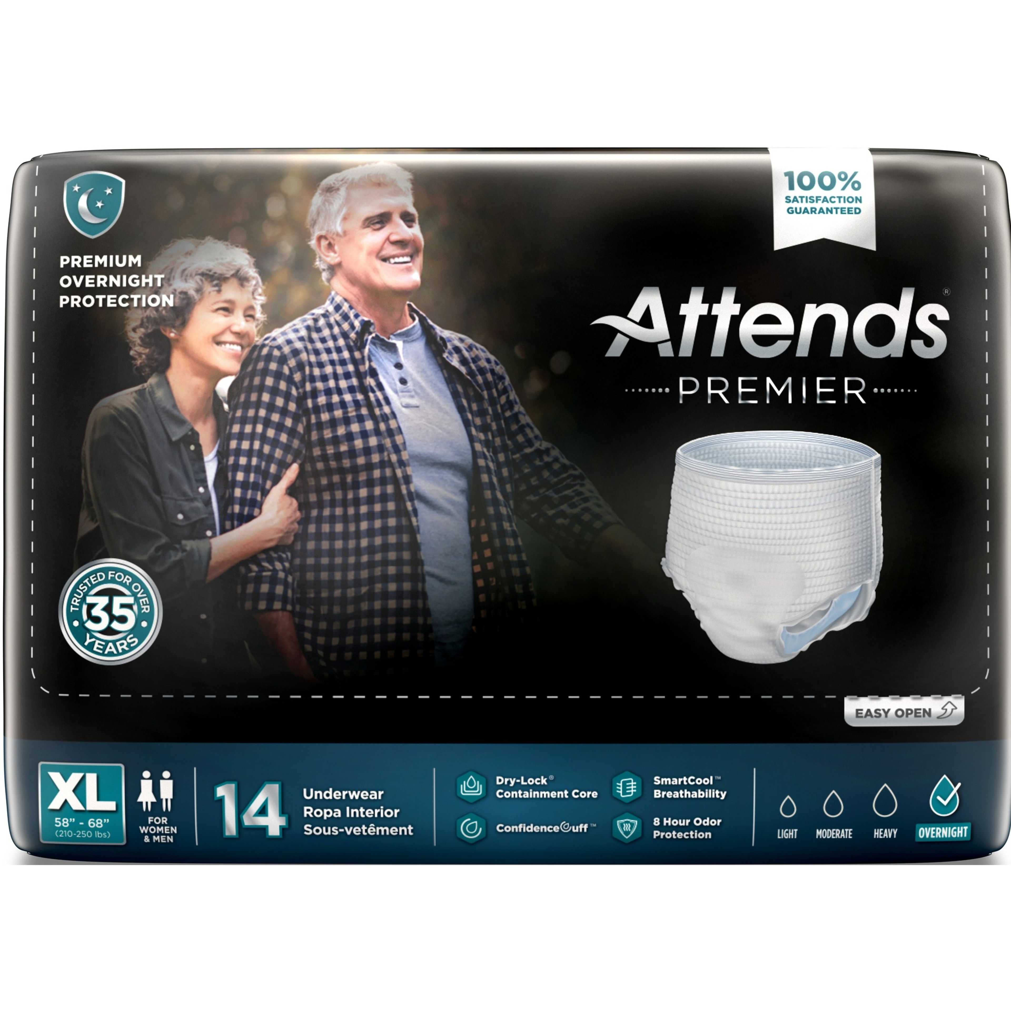 Attends Premier Adult Incontinence Pull-On Underwear, Overnight Absorbency