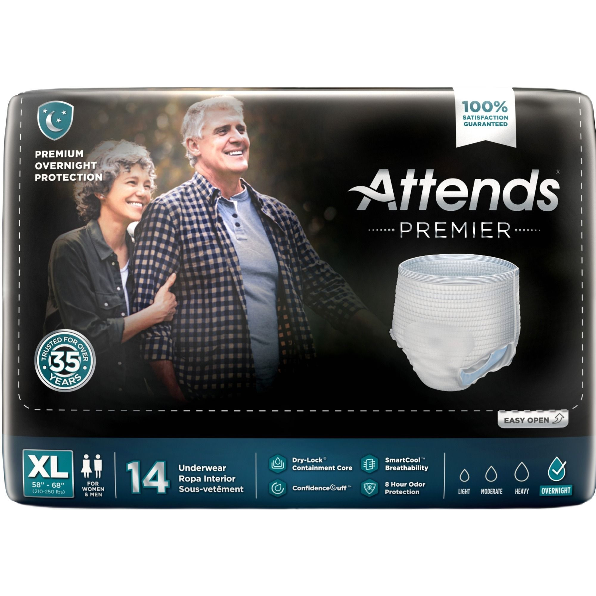Attends Premier Adult Incontinence Pull-Up Underwear, Overnight Absorbency