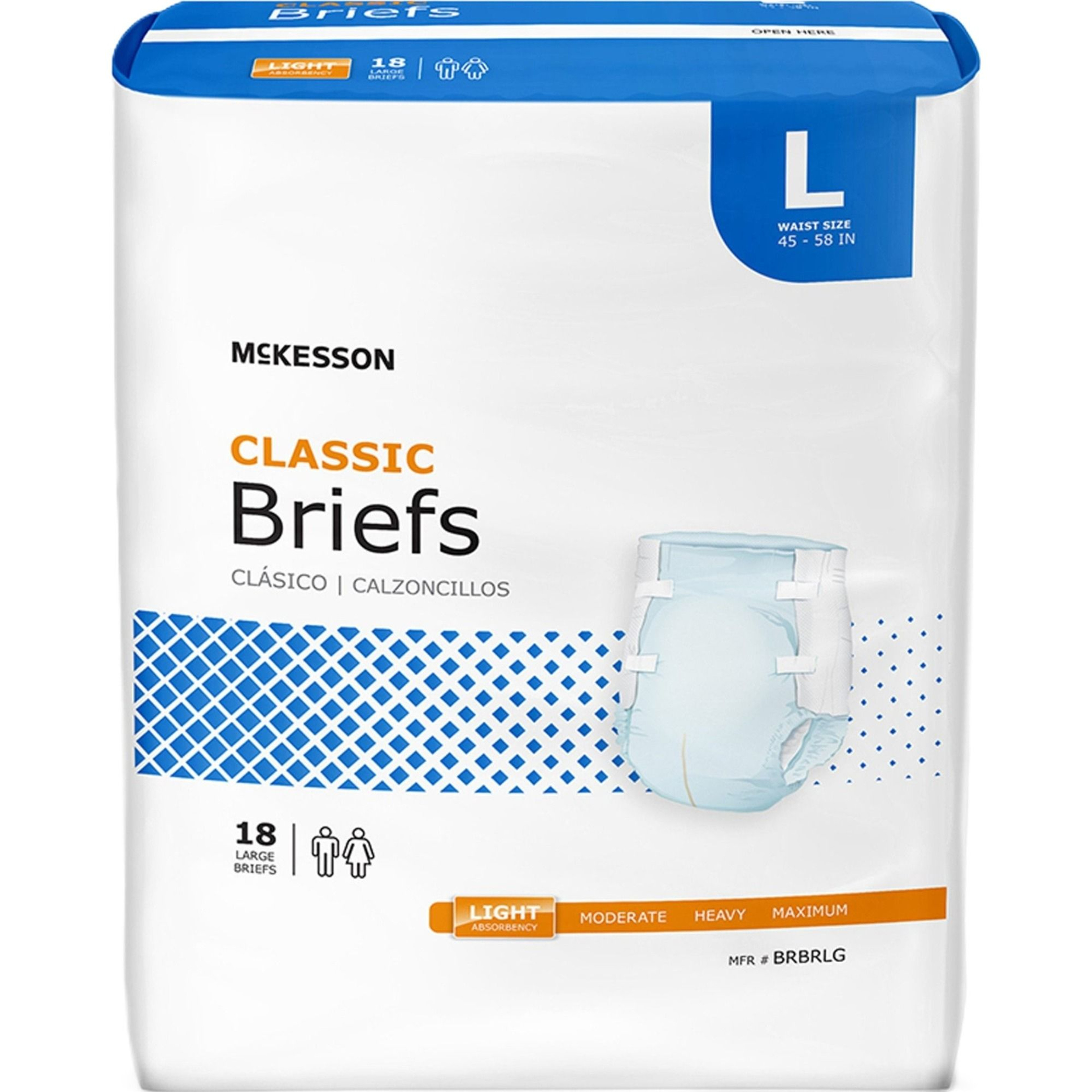 McKesson Classic Adult Diapers with Tabs, Light
