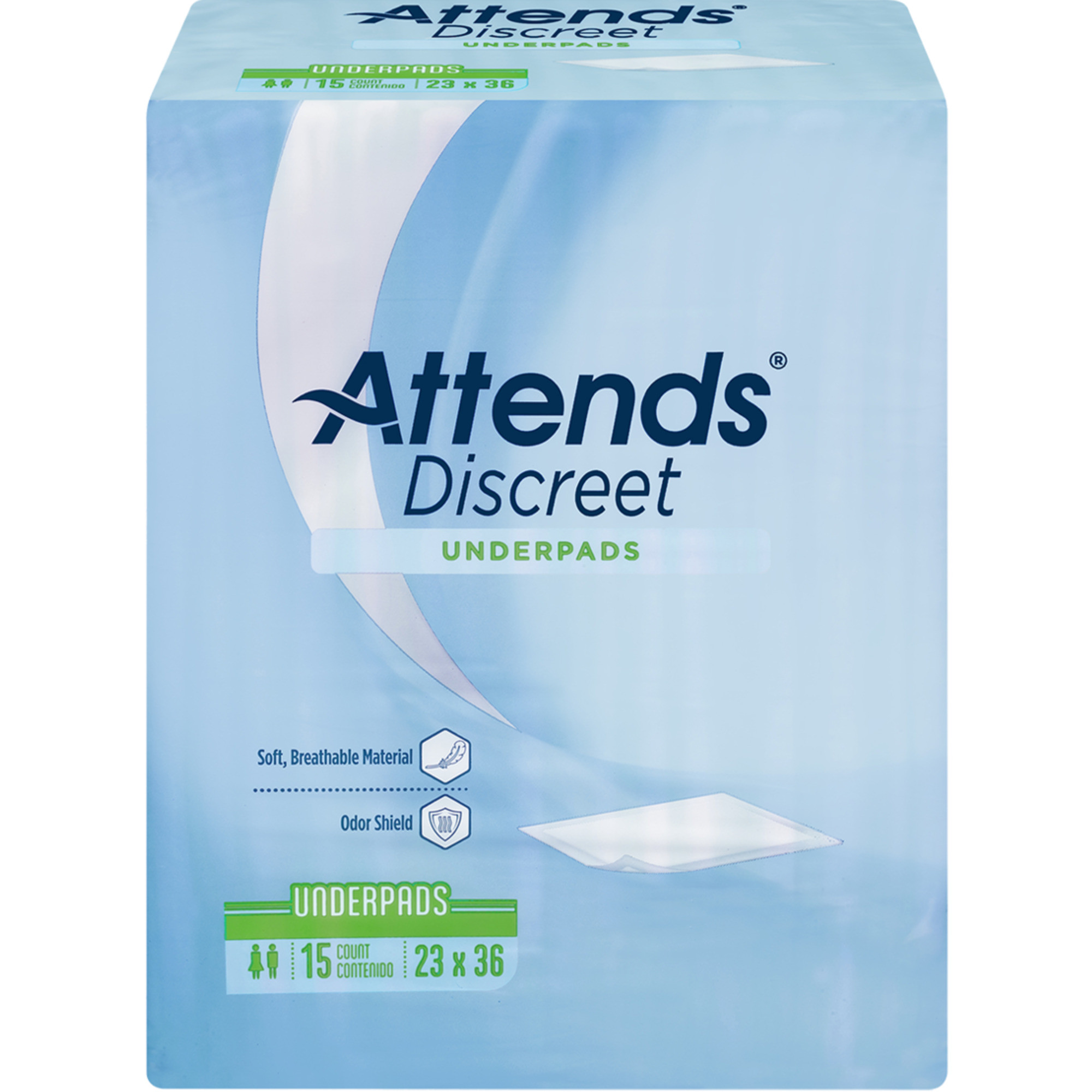 Attends Discreet Incontinence Underpads, Light Absorbency