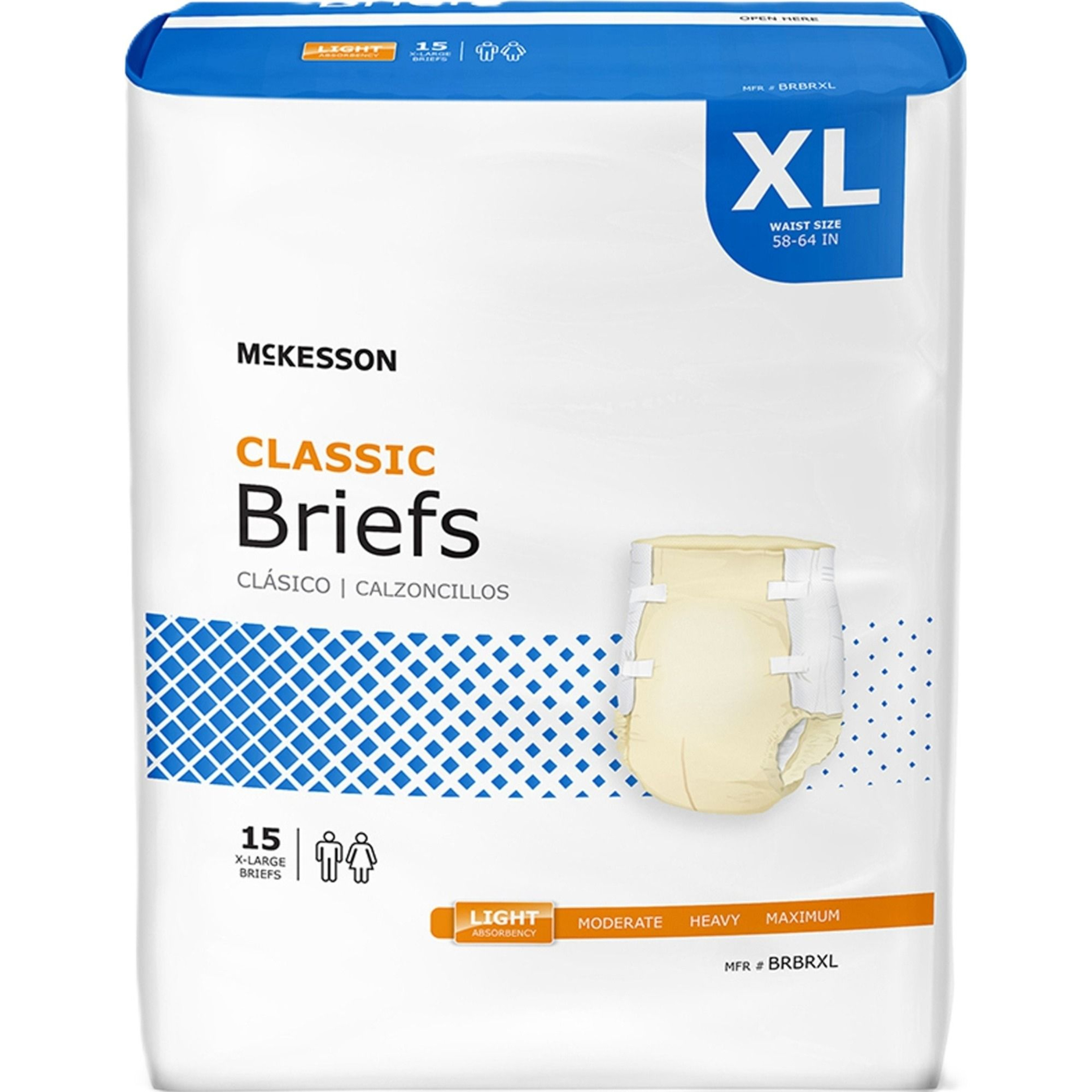 McKesson Classic Adult Diapers with Tabs, Light
