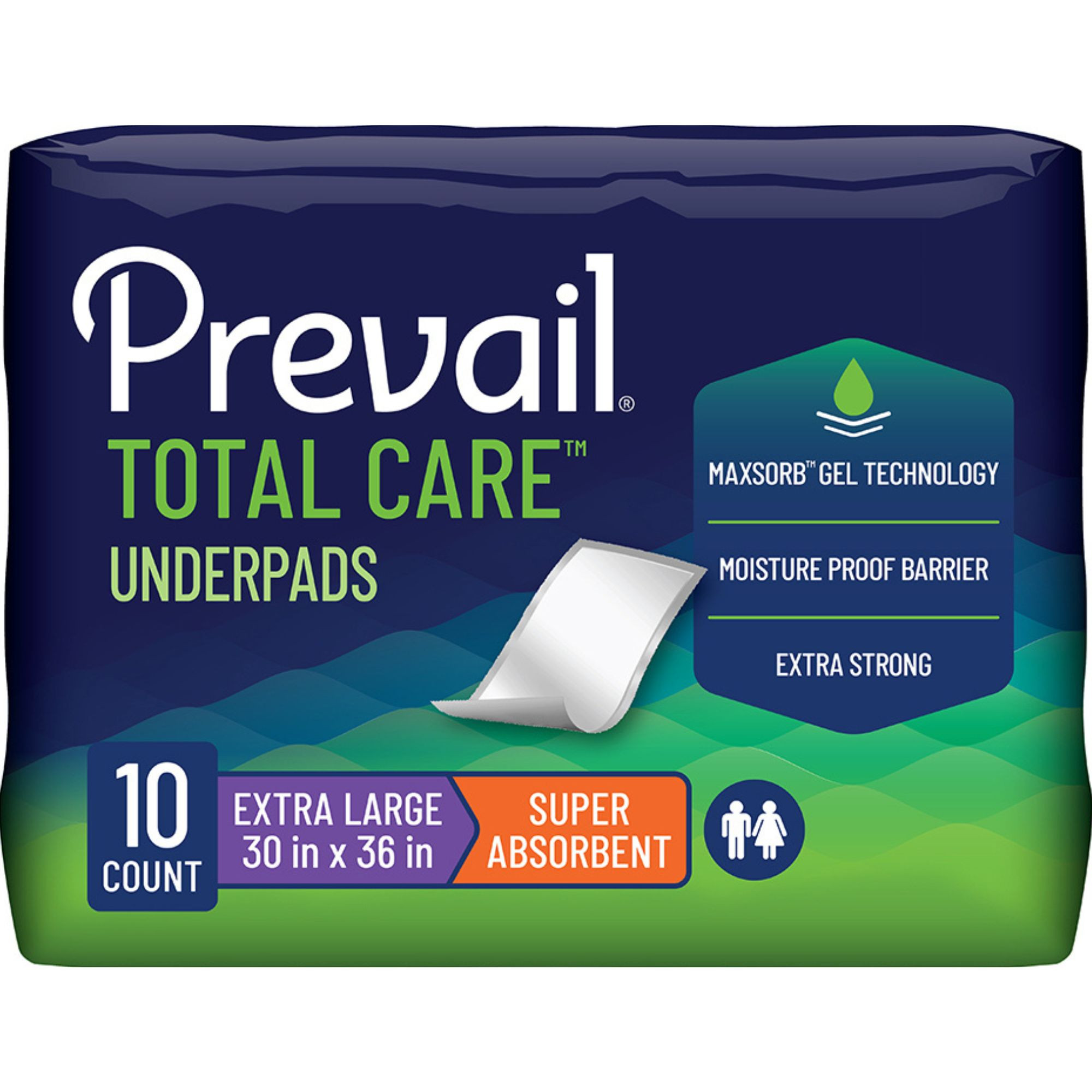 Prevail Total Care Incontinence Underpads, Super Absorbency