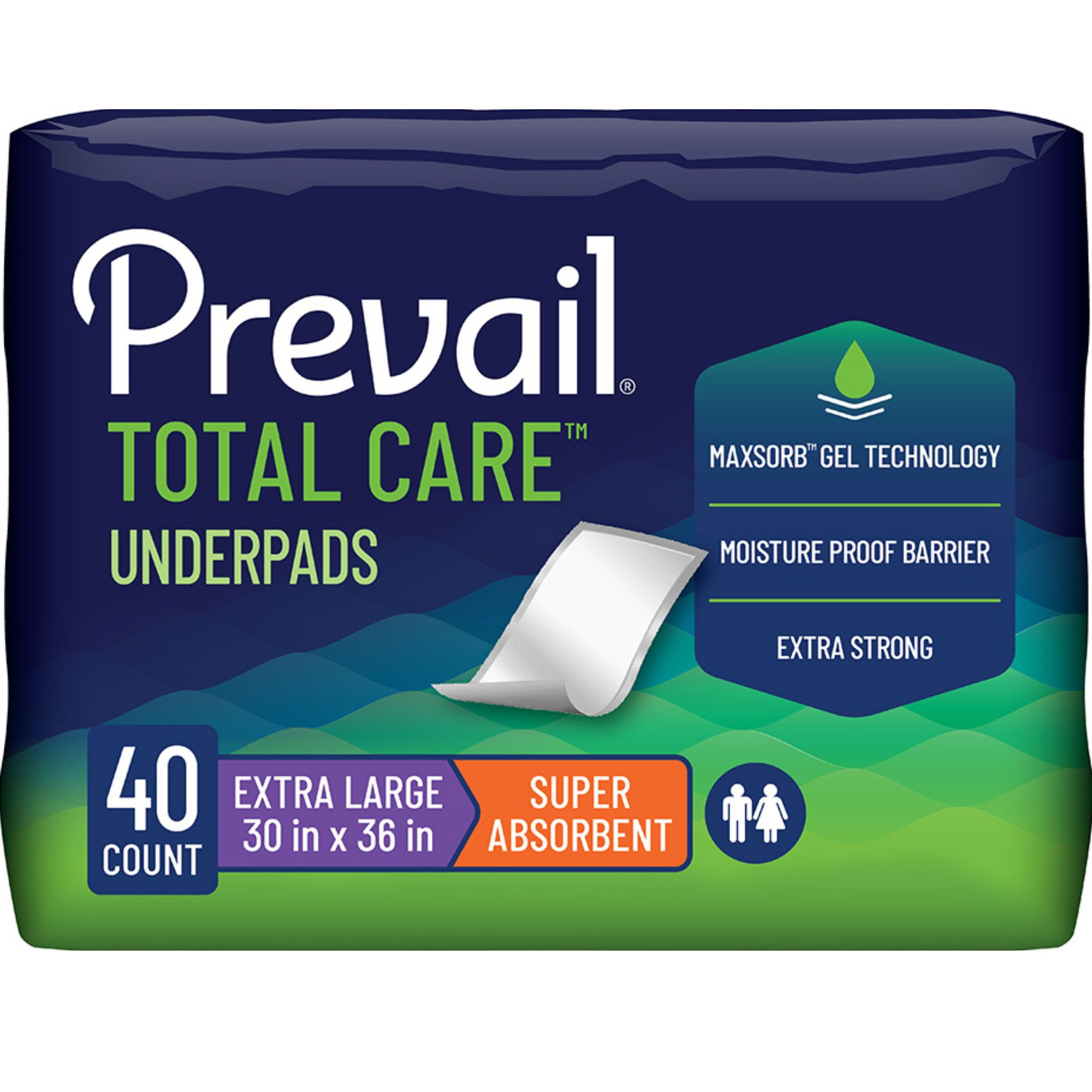 Prevail Total Care Incontinence Underpads, Super Absorbency