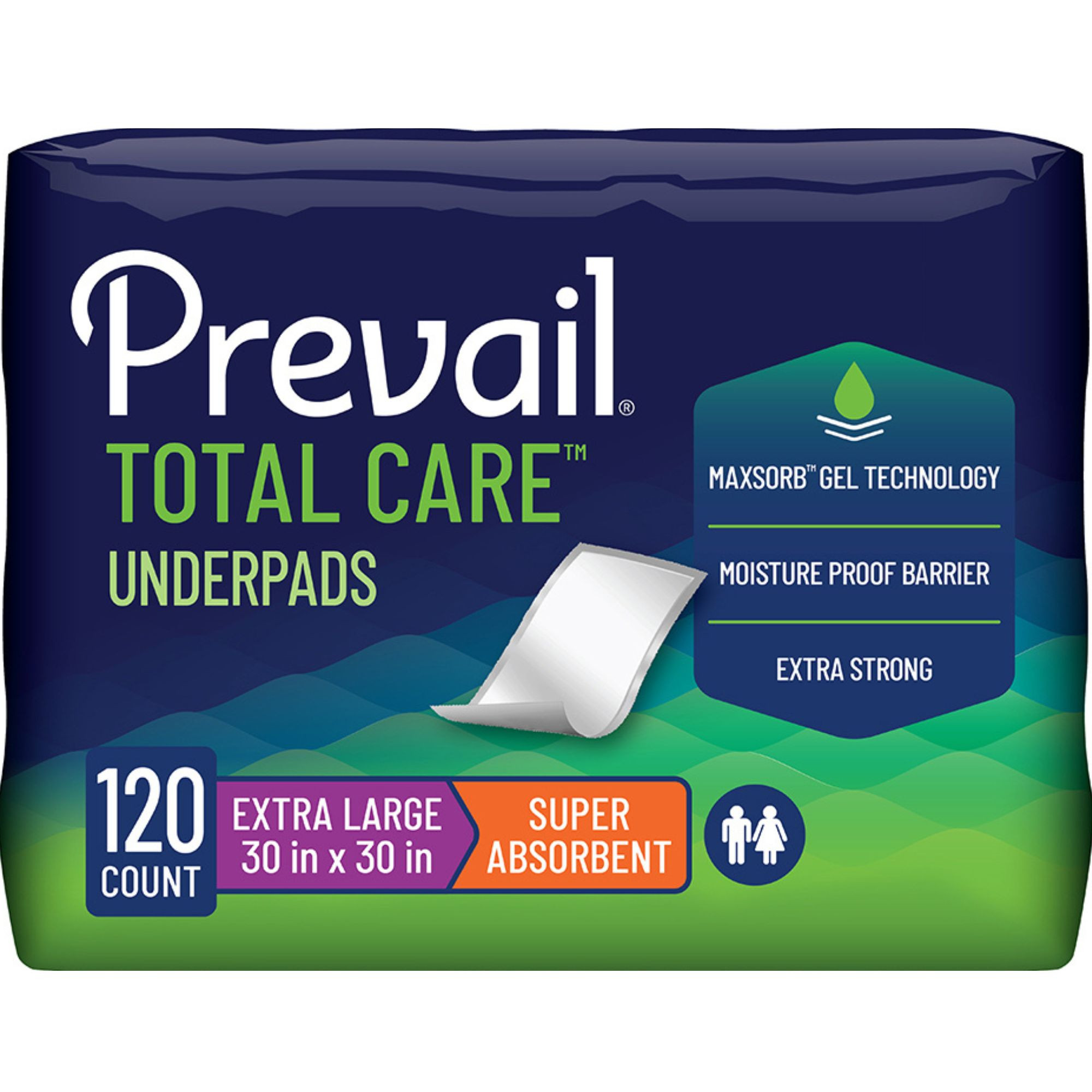 Prevail Total Care Incontinence Underpads, Super Absorbency