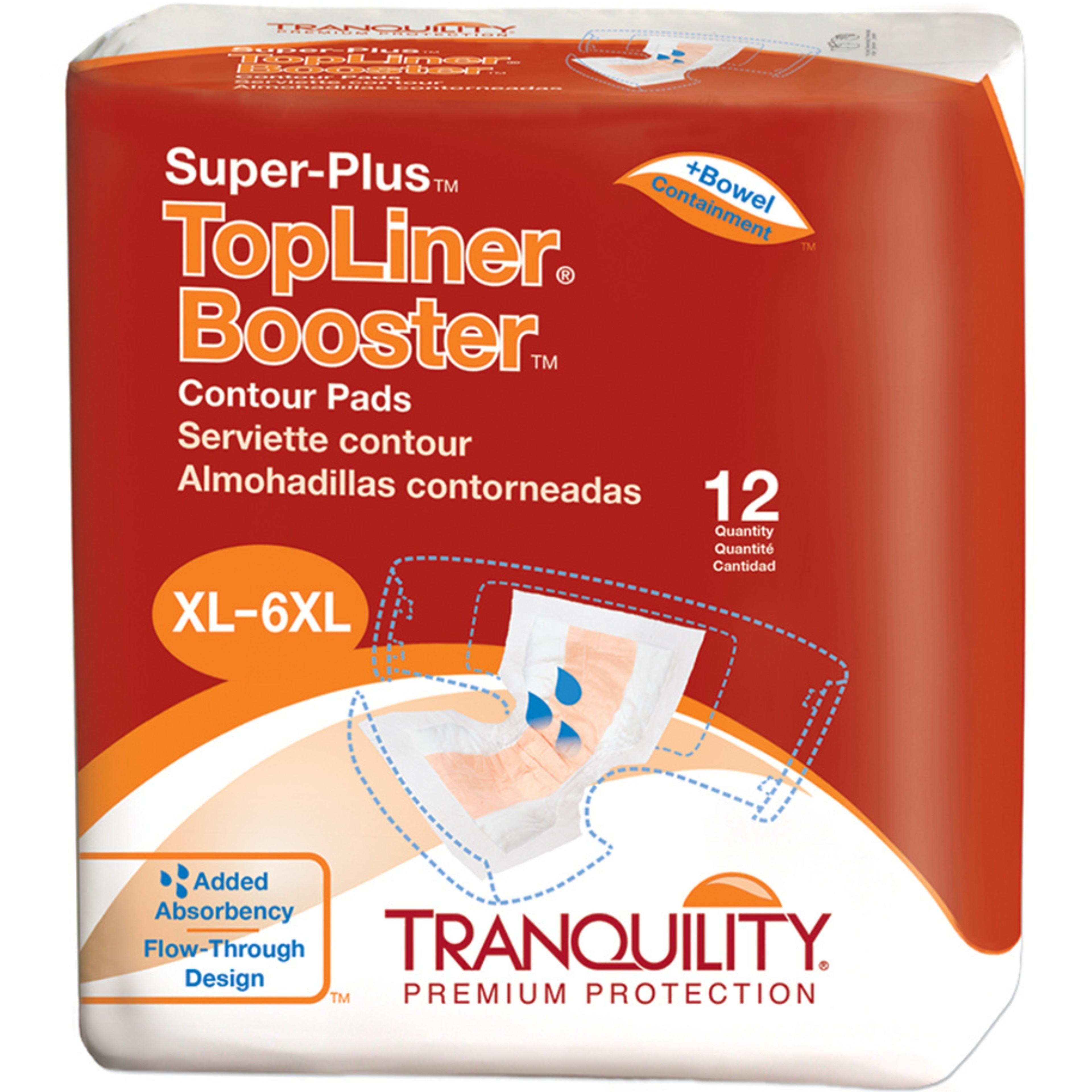 Tranquility TopLiner Disposable Absorbent Booster Contour Pads, Maximum Absorbency