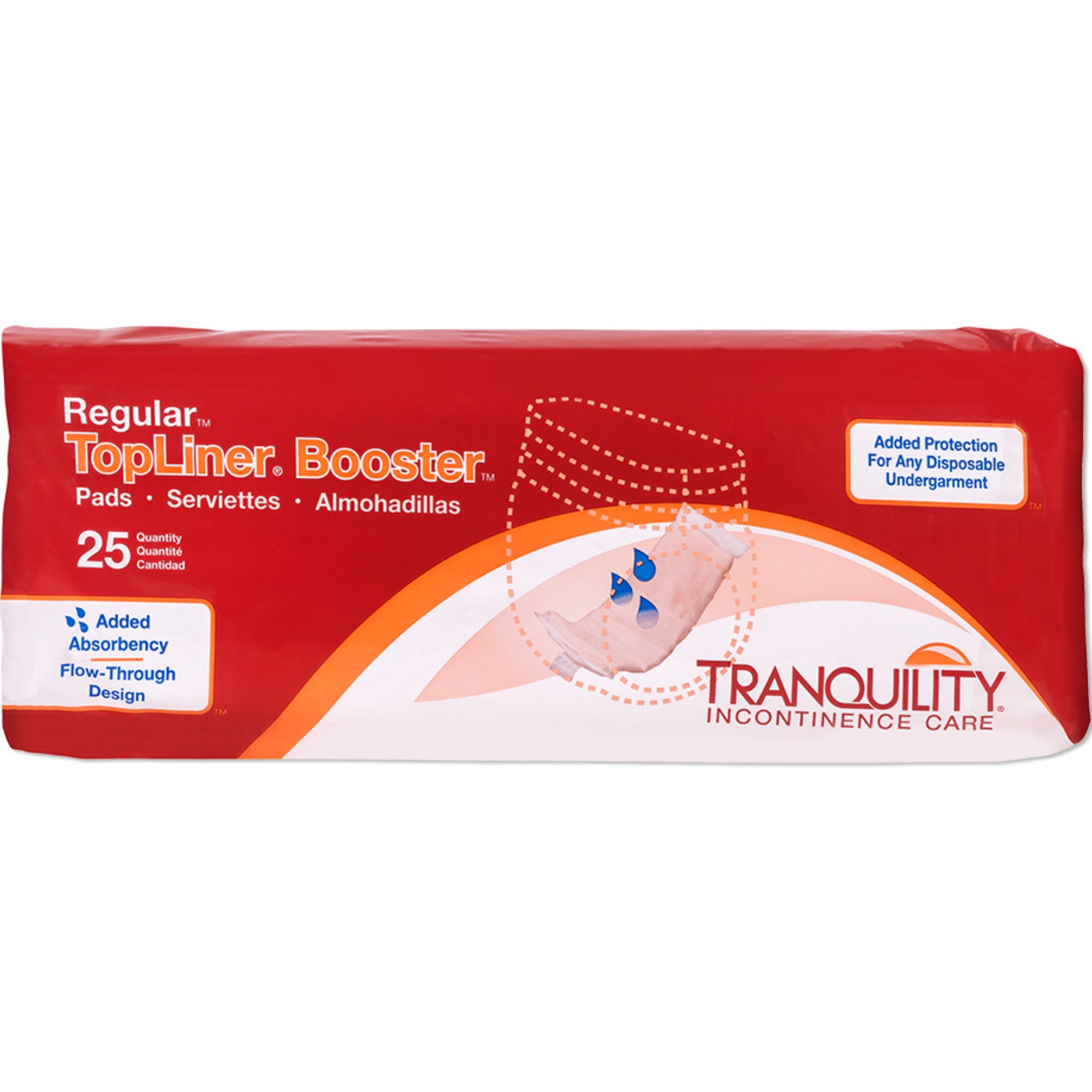 Tranquility TopLiner Disposable Booster Pads with Adhesive Strip, Maximum Absorbency