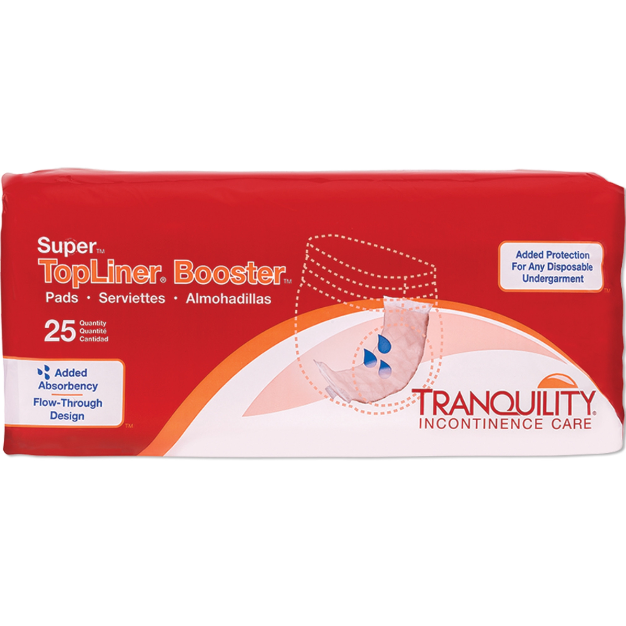 Tranquility TopLiner Disposable Booster Pads with Adhesive Strip, Maximum Absorbency