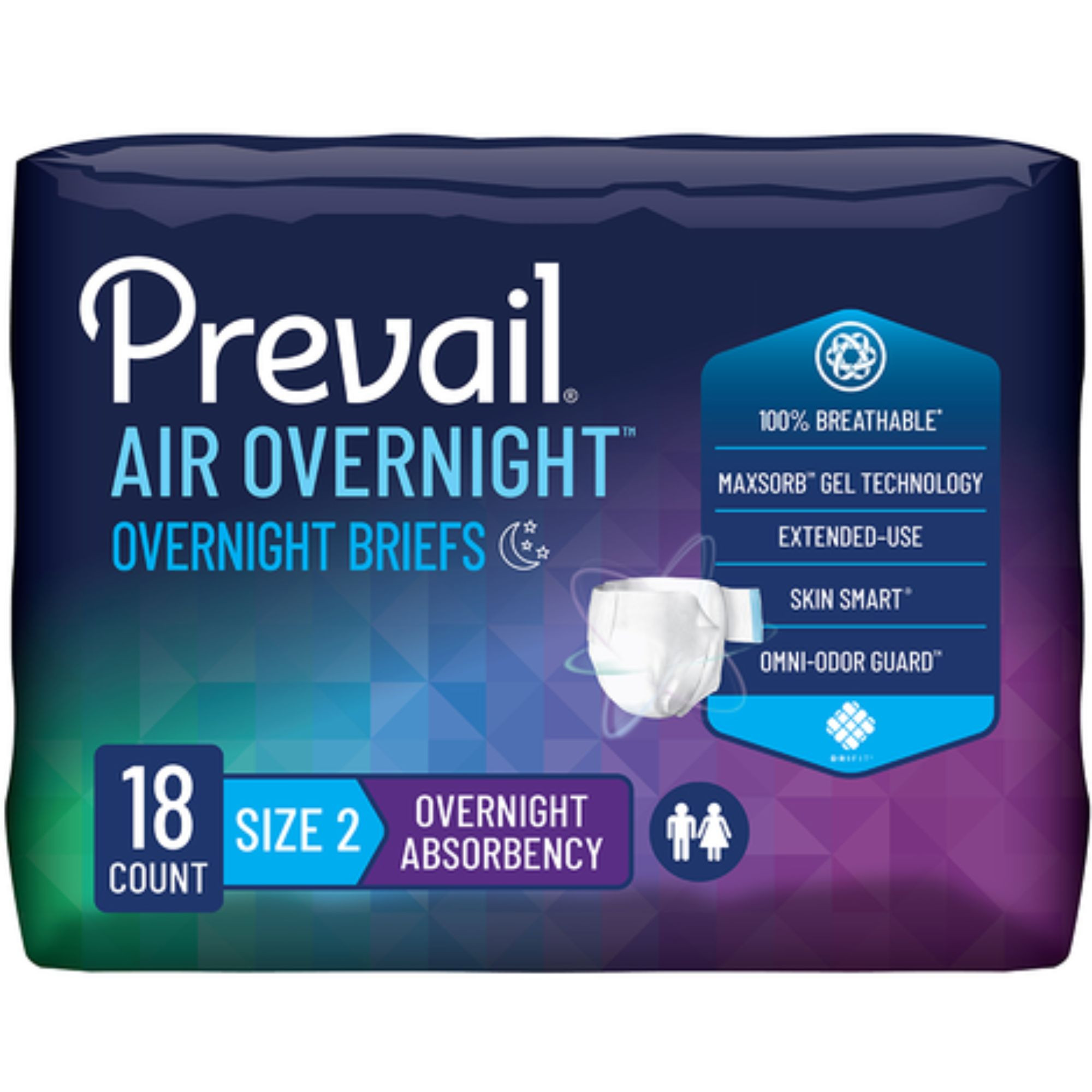 Prevail AIR Overnight Adult Incontinence Briefs with Tabs