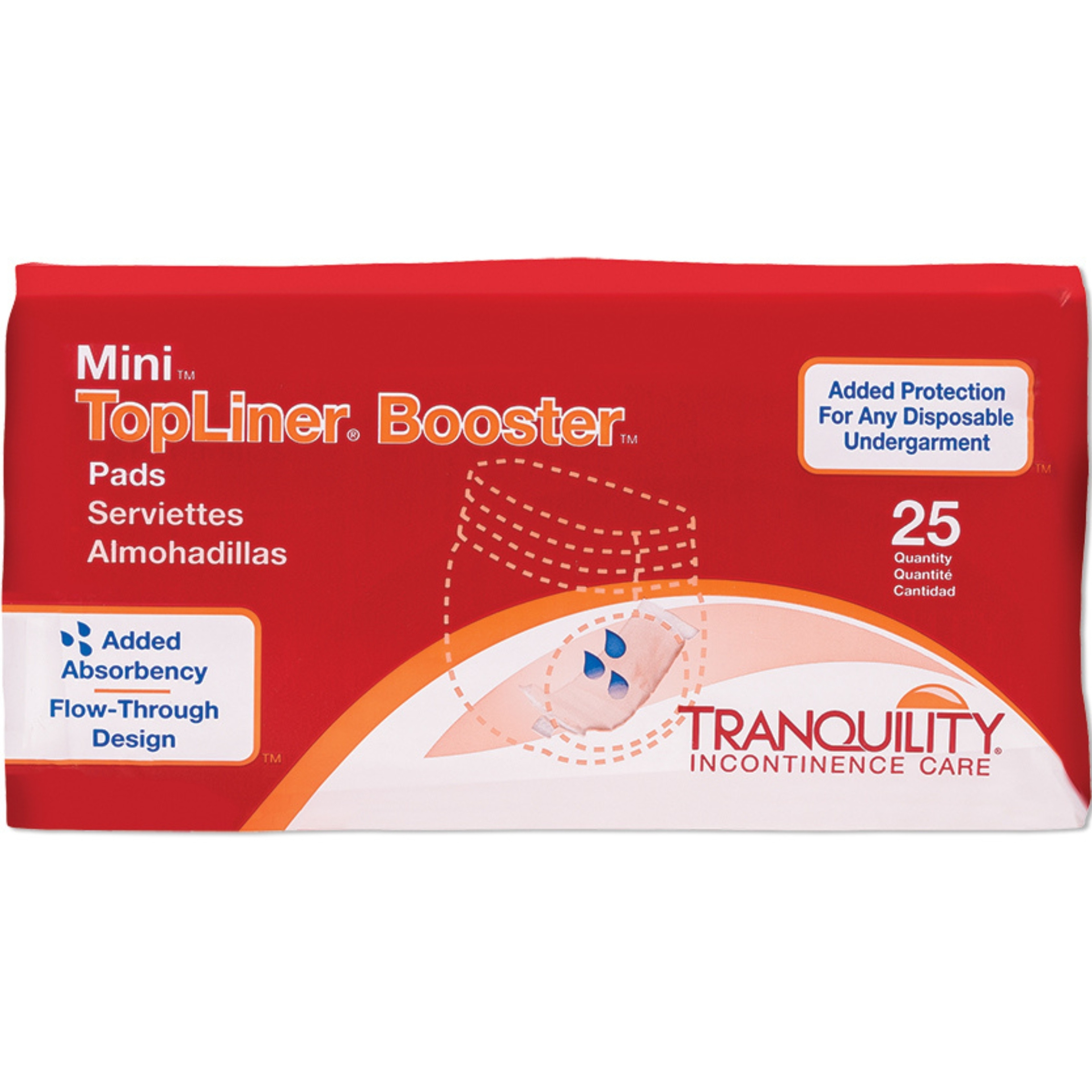 Tranquility TopLiner Disposable Booster Pads with Adhesive Strip, Maximum Absorbency