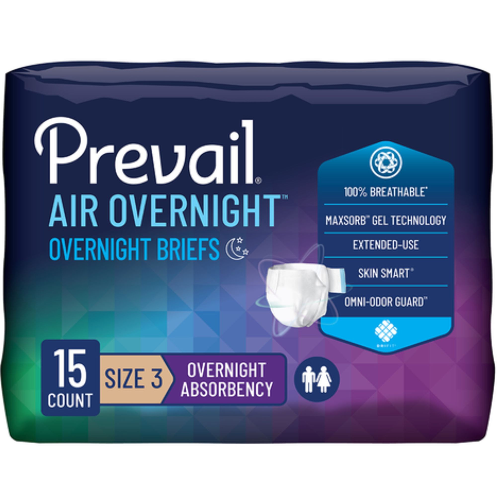 Prevail AIR Overnight Adult Incontinence Briefs with Tabs