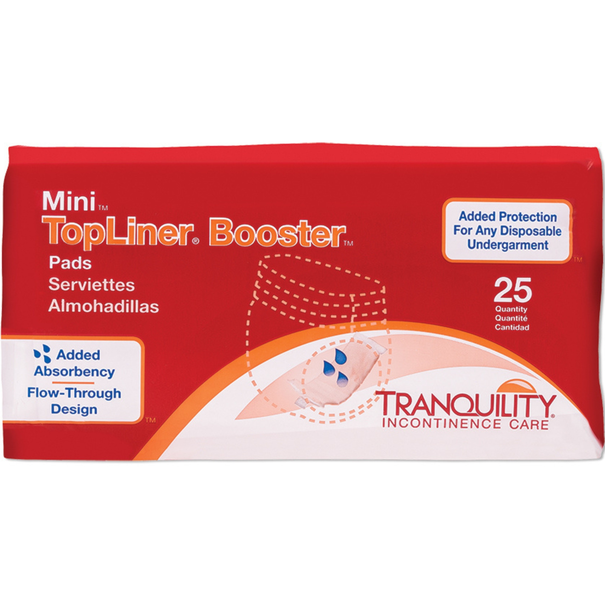 Tranquility TopLiner Disposable Booster Pads with Adhesive Strip, Maximum Absorbency