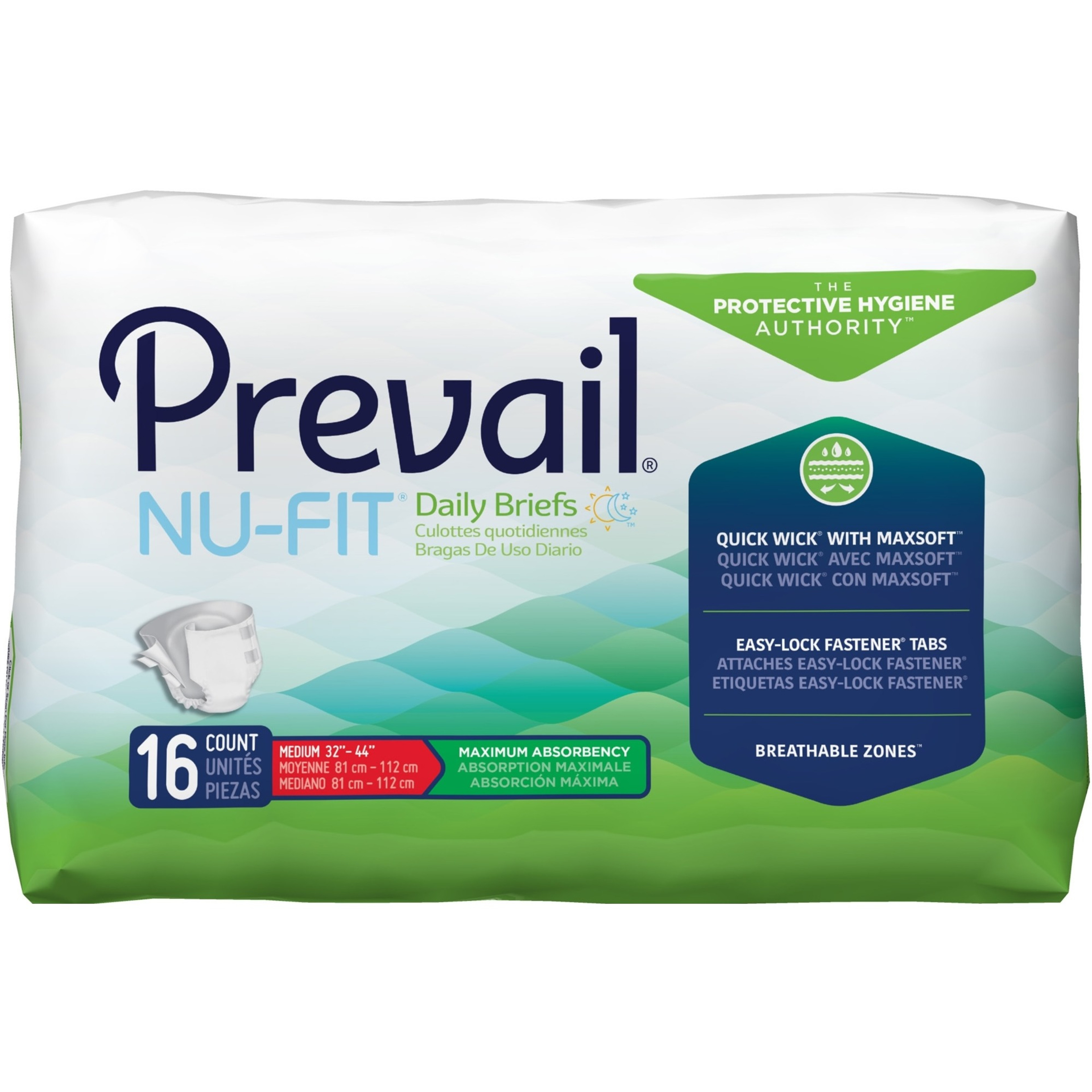 Prevail Nu-Fit Daily Adult Incontinence Briefs with Tabs, Maximum Absorbency