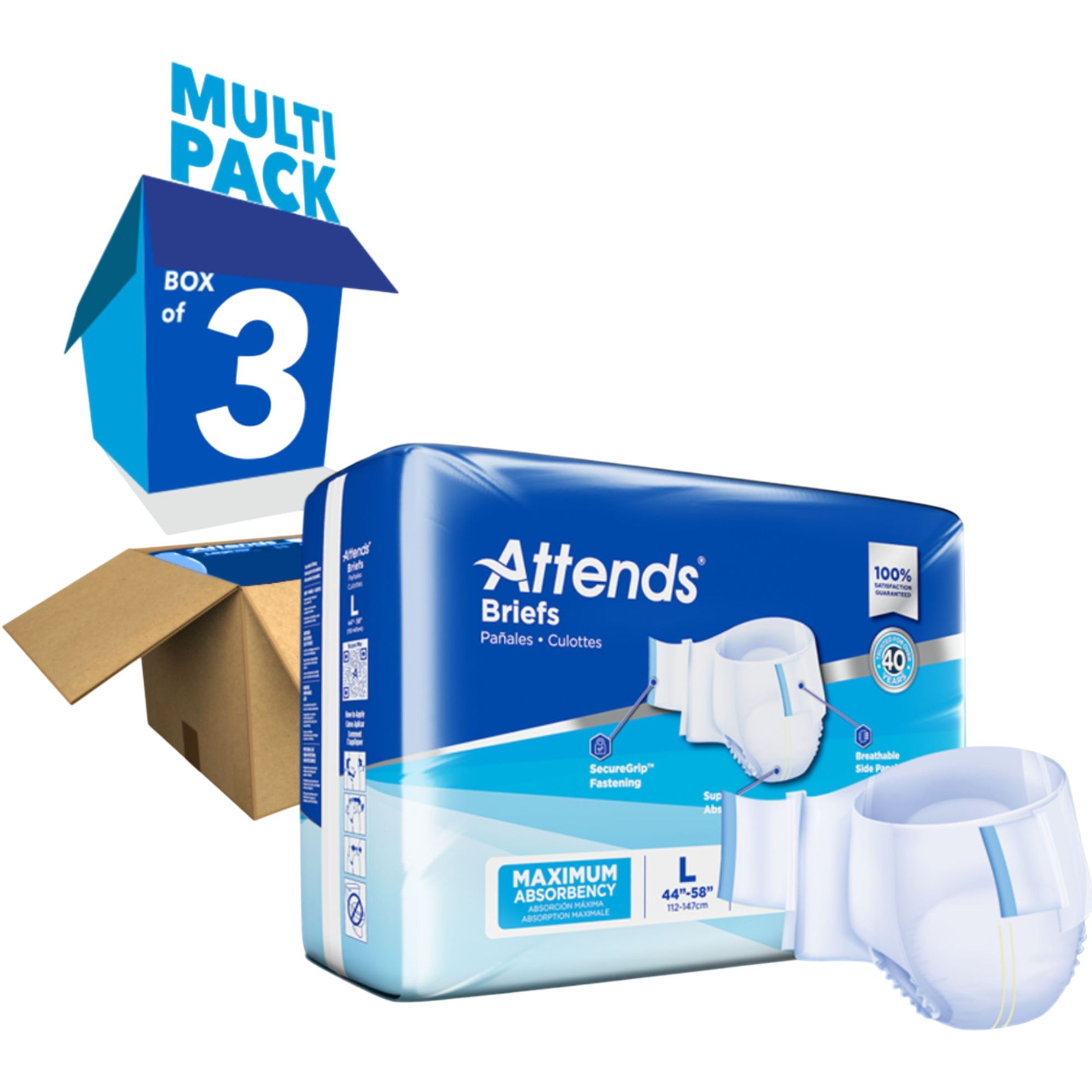 Attends Adult Incontinence Briefs, Maximum Absorbency