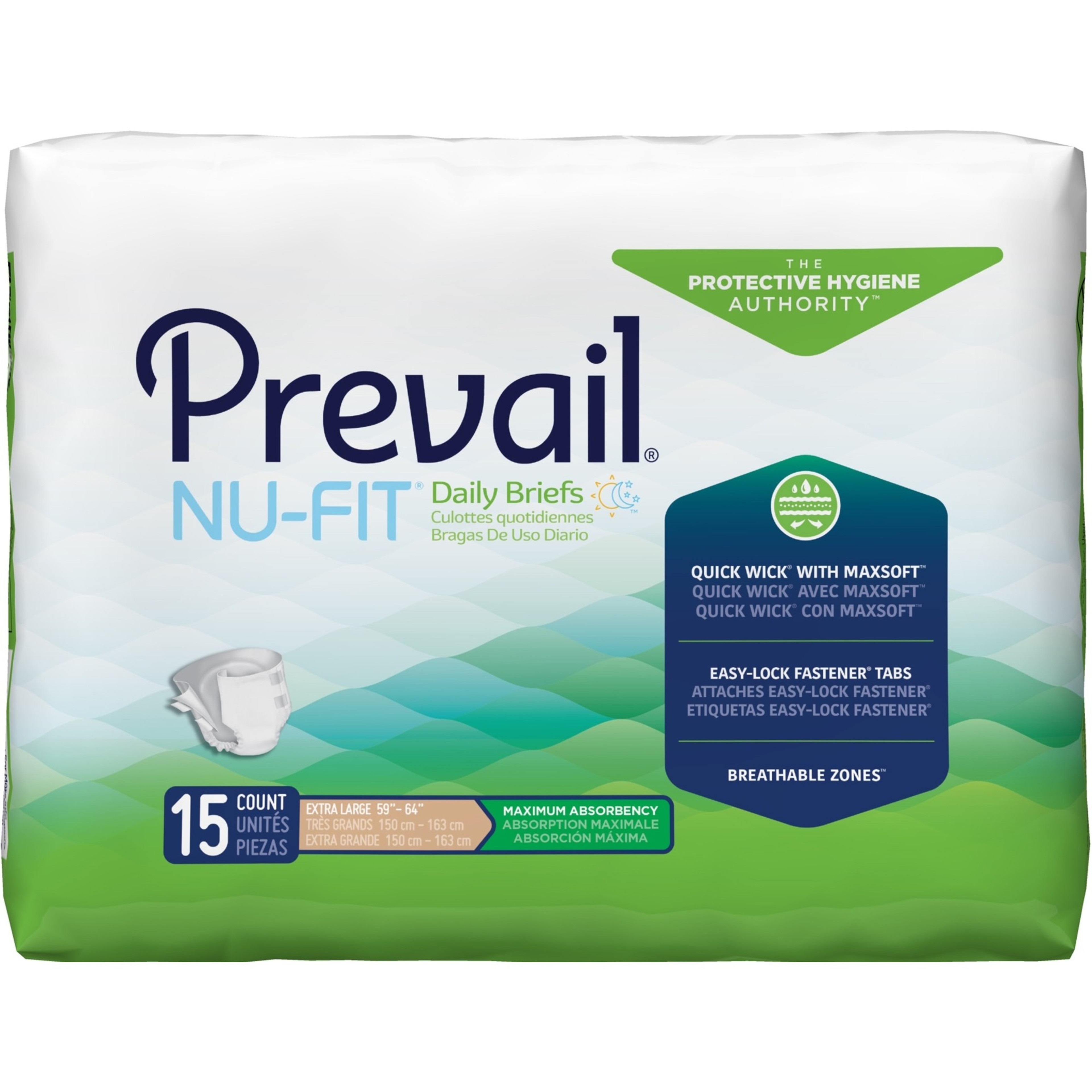 Prevail Nu-Fit Daily Adult Incontinence Briefs with Tabs, Maximum Absorbency