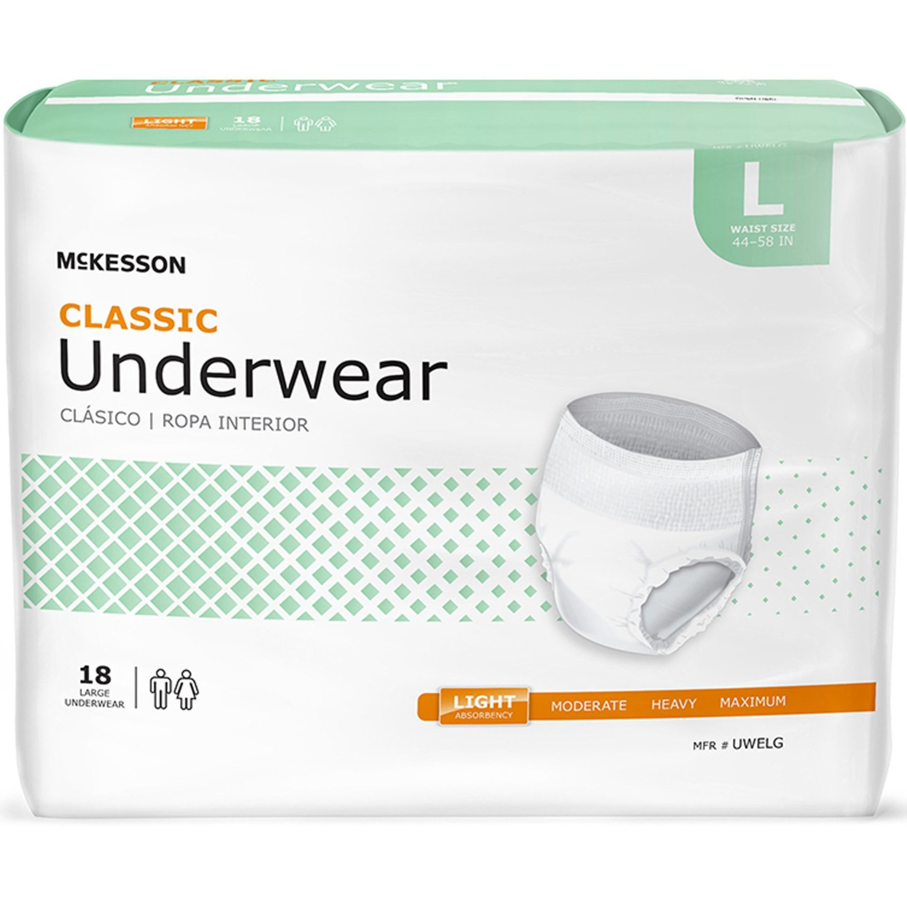 McKesson Classic Adult Incontinence Pull-Up Underwear, Light Absorbency
