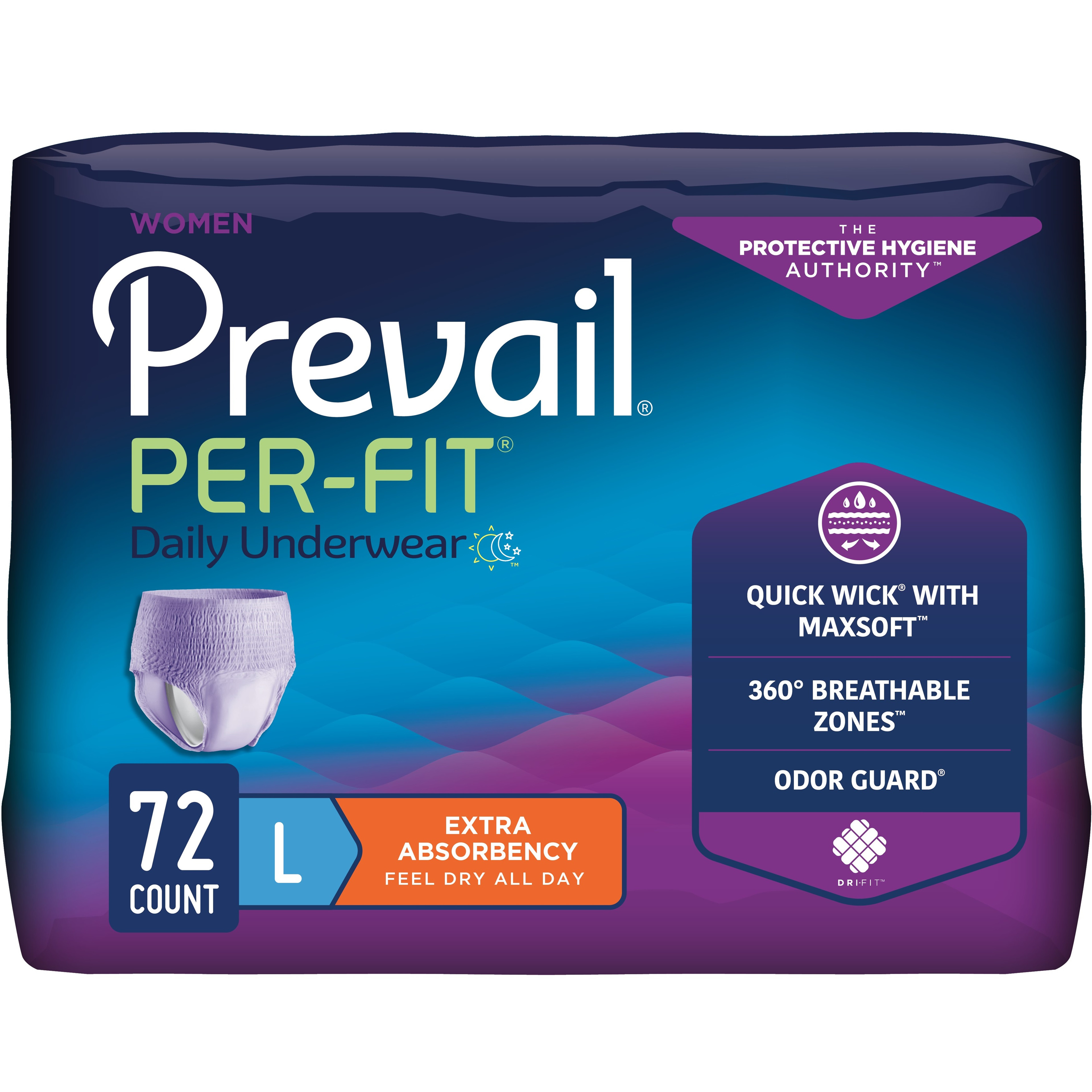 Prevail Per-Fit Daily Incontinence Protective Pull-On Underwear for Women, Extra Absorbency