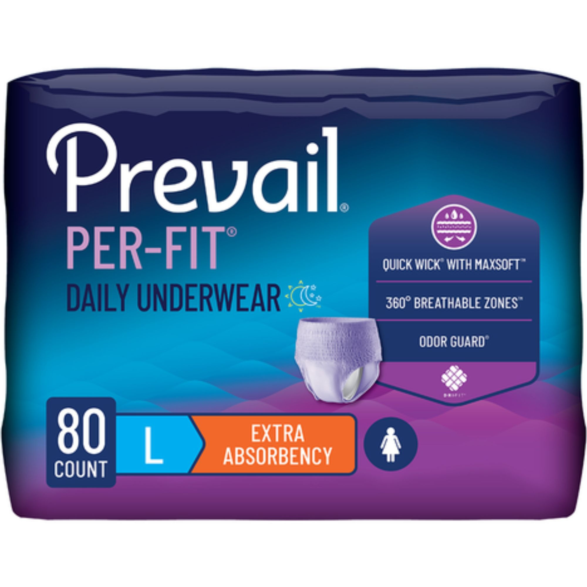 Prevail Per-Fit Daily Incontinence Protective Pull-Up Underwear for Women, Extra Absorbency