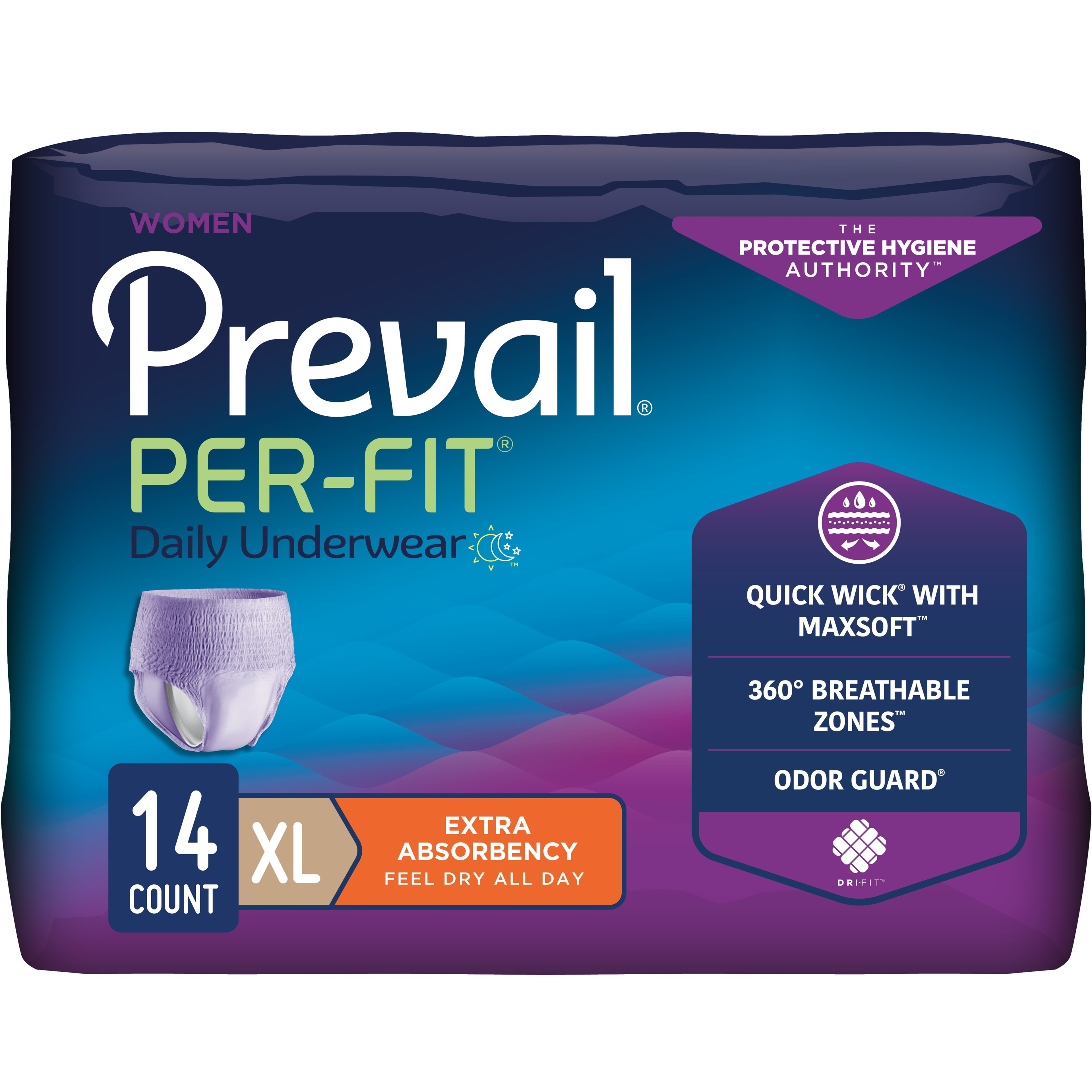 Prevail Per-Fit Daily Incontinence Protective Pull-Up Underwear for Women, Extra Absorbency