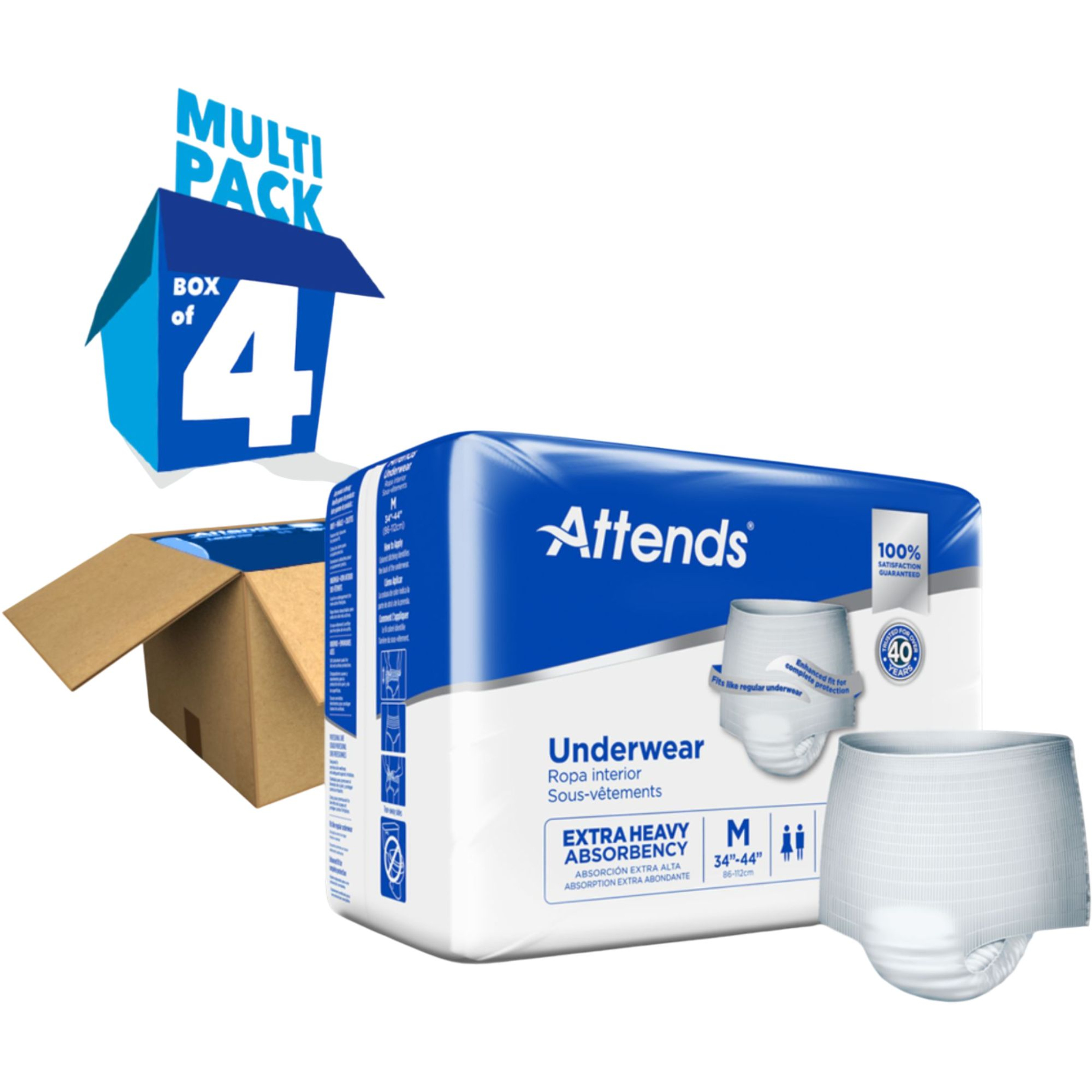 Attends Adult Incontinence Pull-Up Underwear, Extra Heavy Absorbency