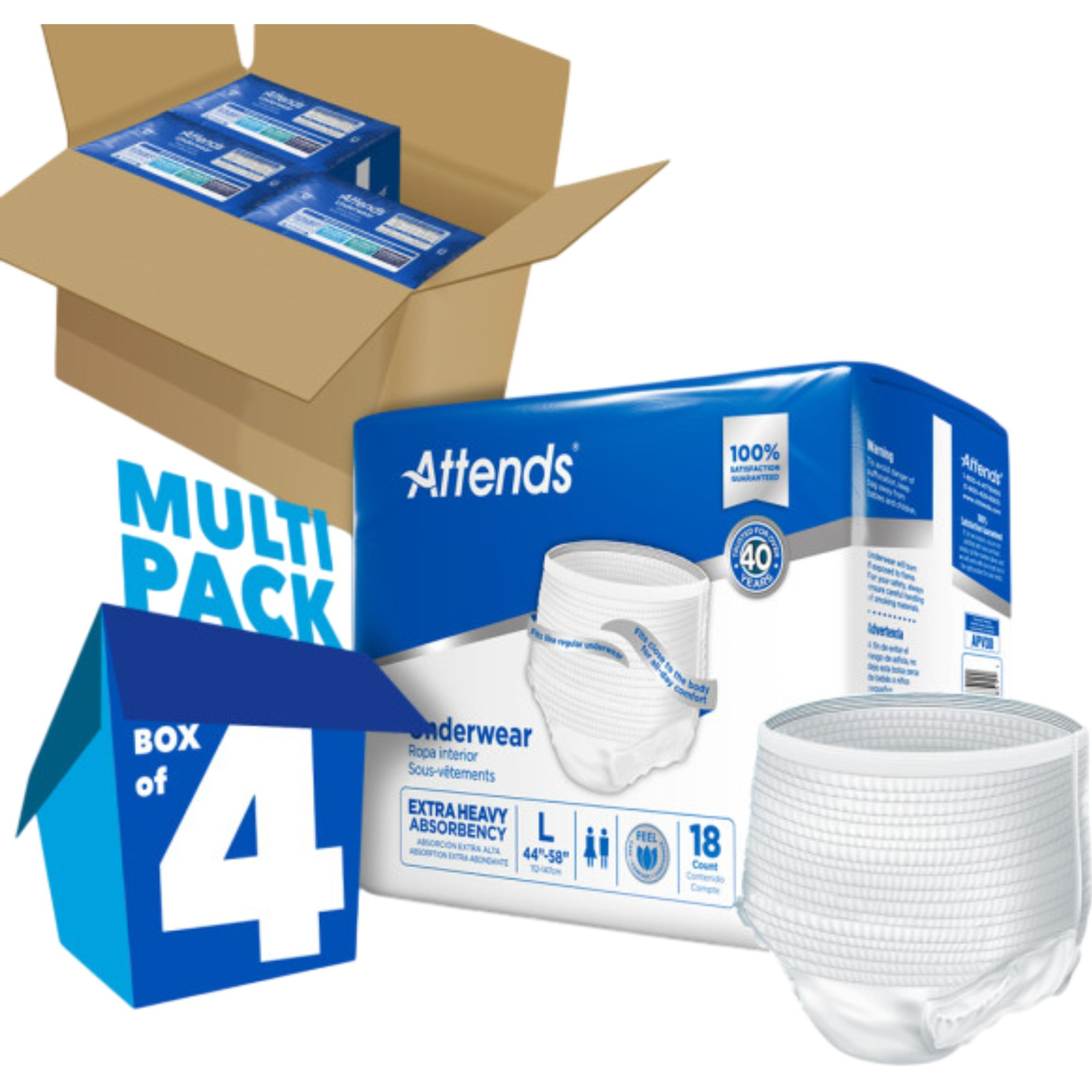 Attends Adult Incontinence Pull-Up Underwear, Extra Heavy Absorbency