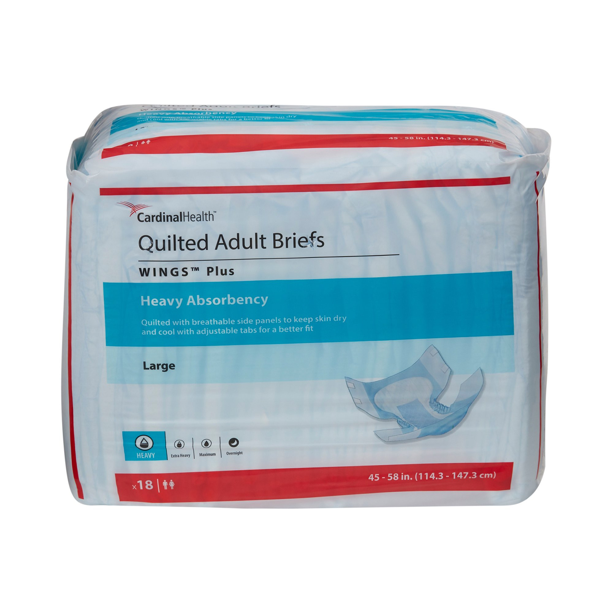 Wings Plus Quilted Adult Briefs, Heavy Absorbency
