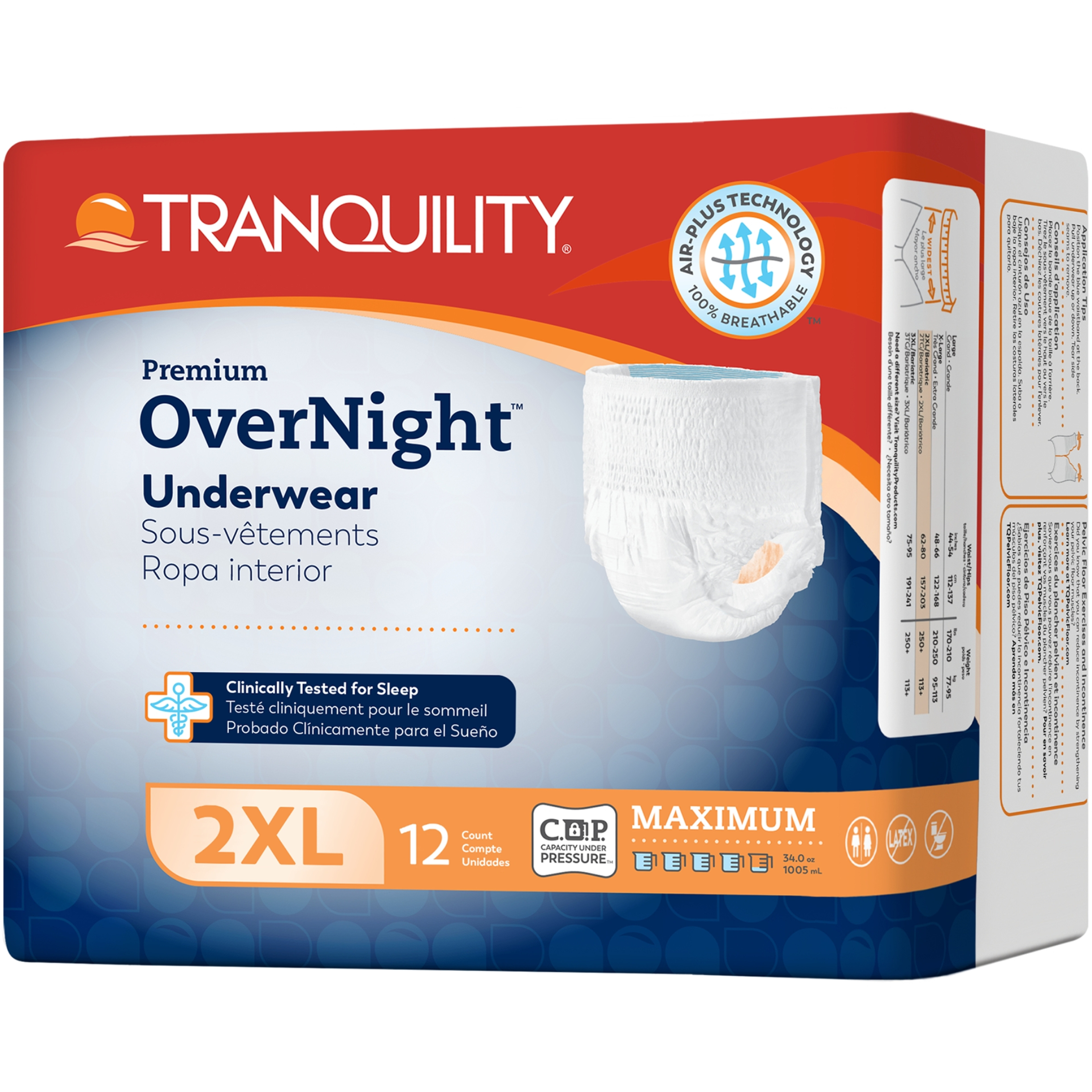 Tranquility Premium Overnight Disposable Absorbent Underwear, Maximum Absorbency