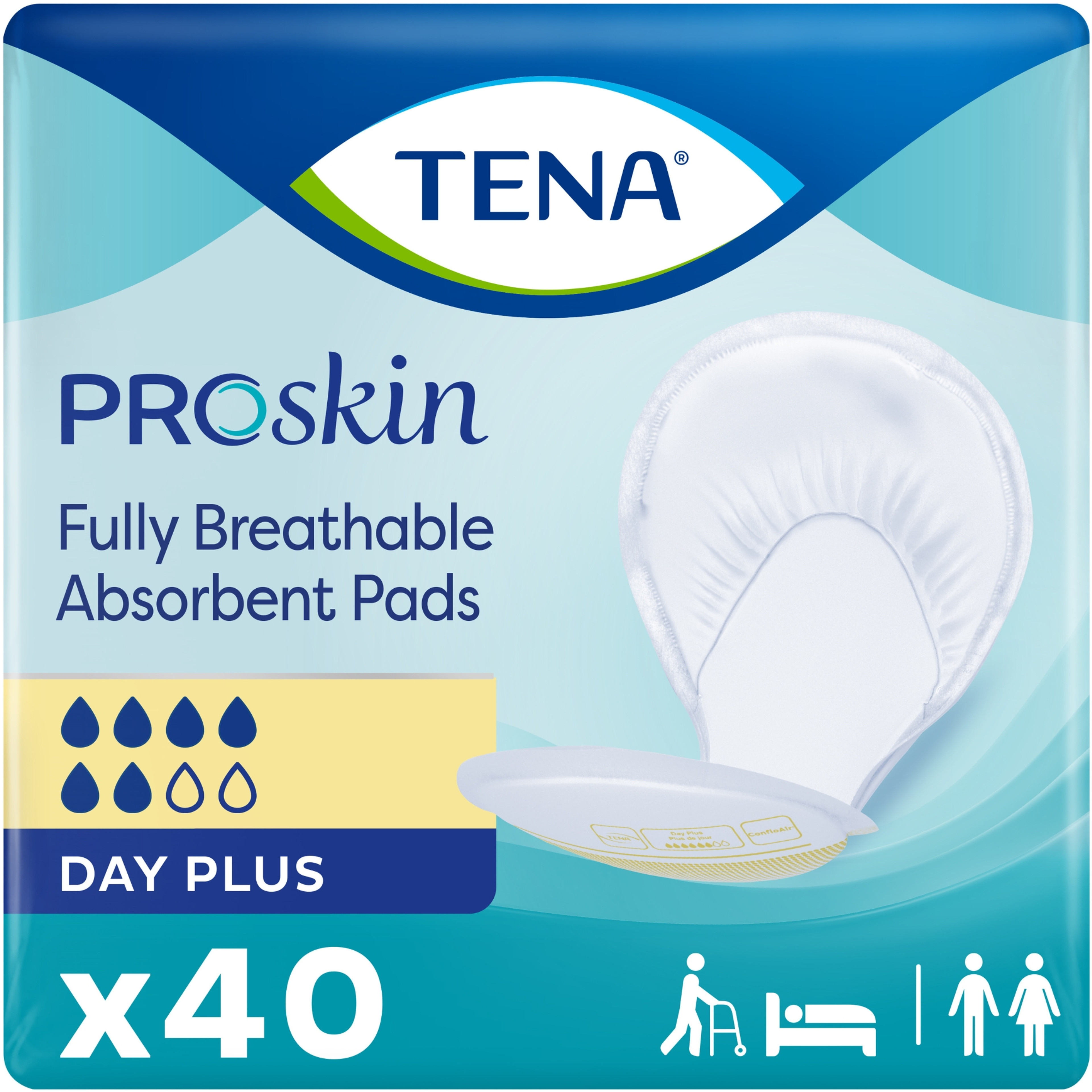 TENA ProSkin Day Plus Unisex Absorbent Pads, Heavy Absorbency
