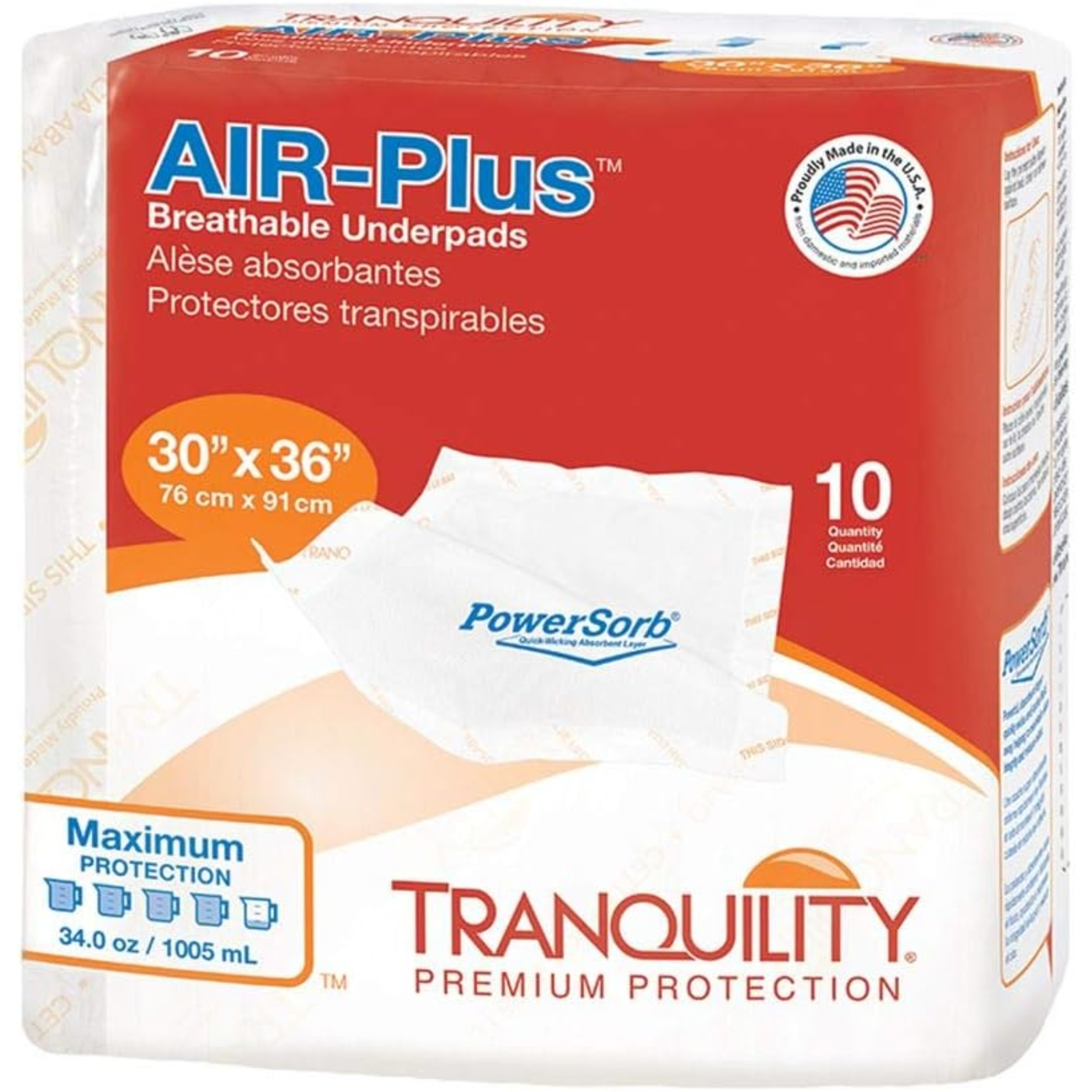 Tranquility AIR-Plus Breathable Incontinence Underpads, Maximum Absorbency