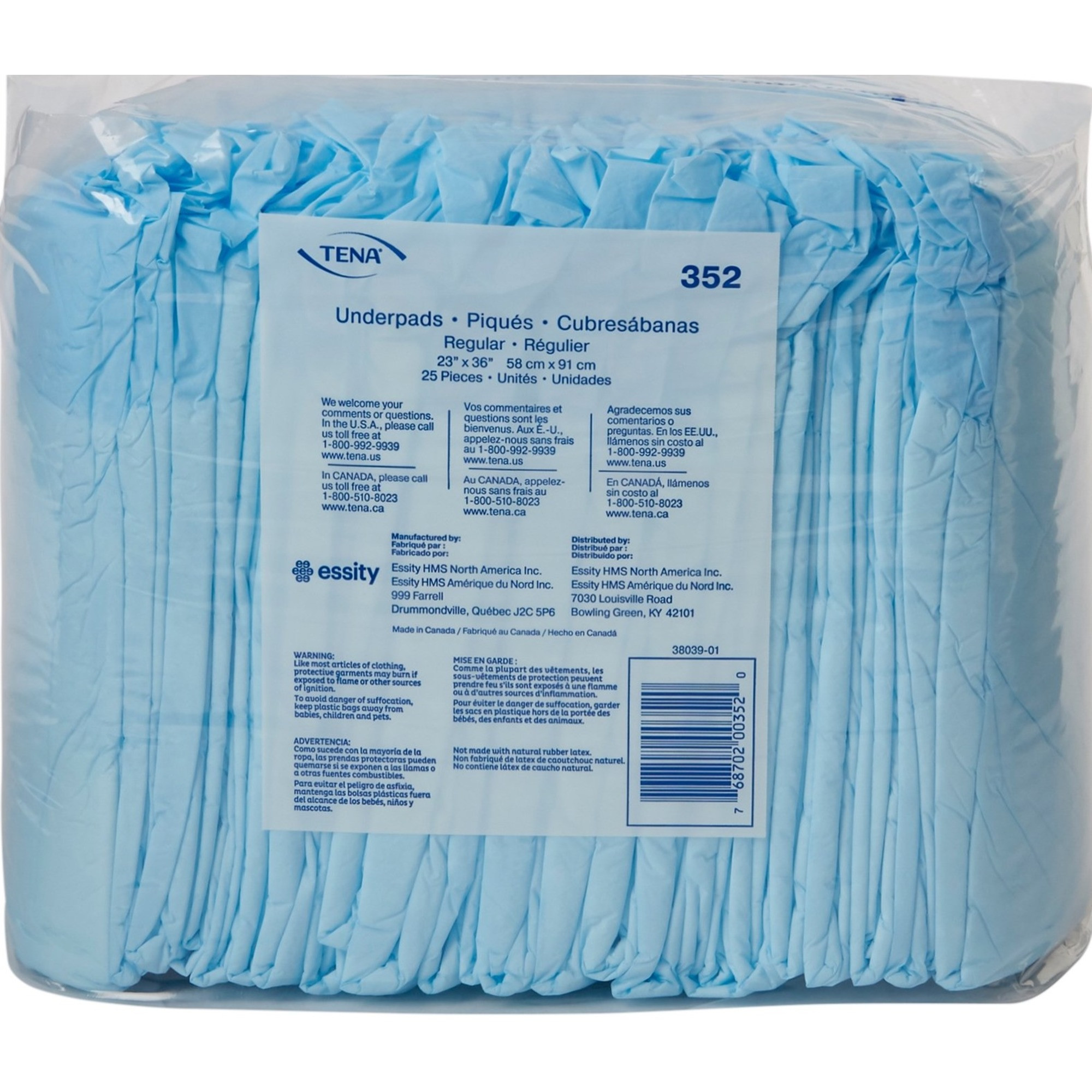 TENA Regular Incontinence Disposable Underpads, Light Absorbency