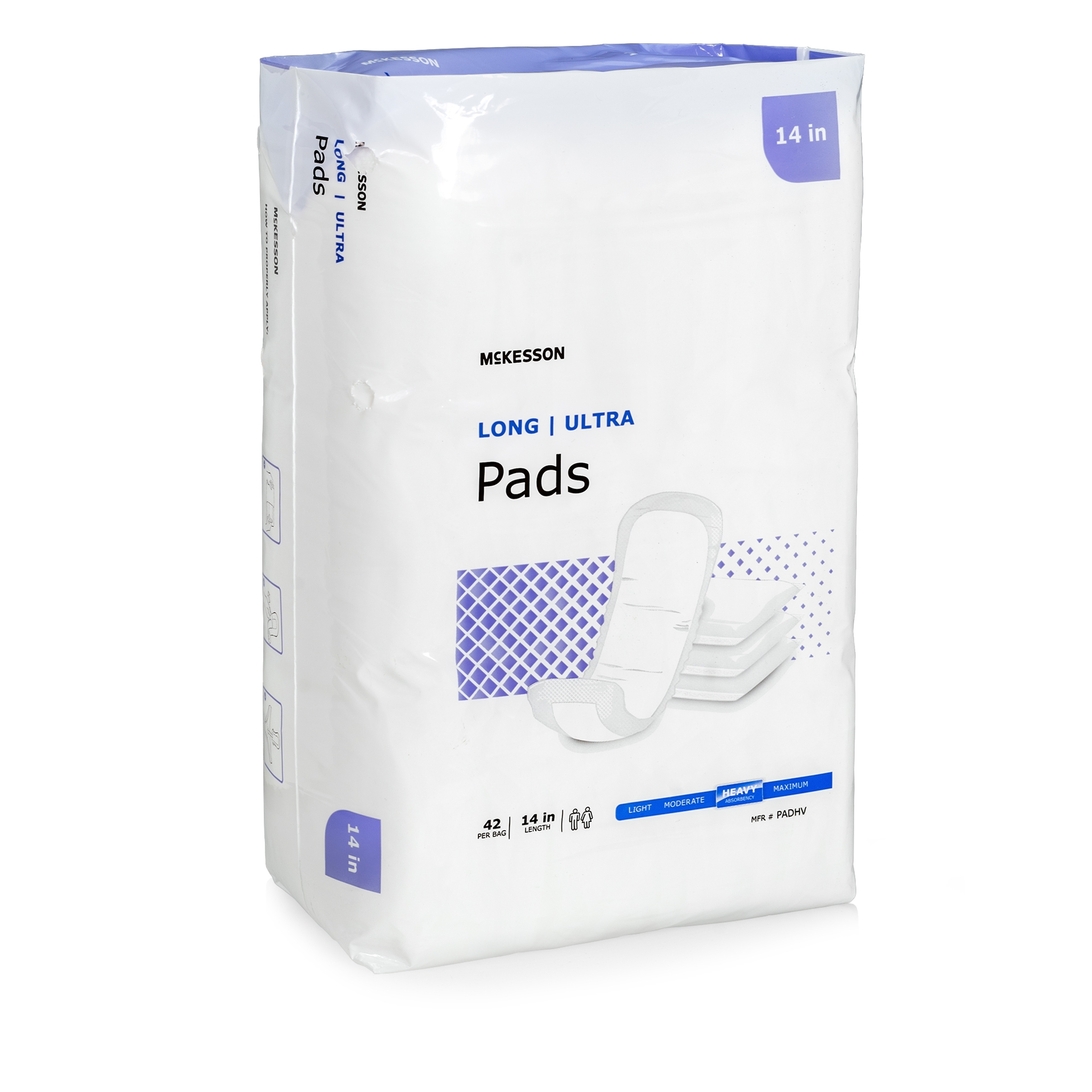 McKesson Ultra Long Bladder Control Pads, Heavy Absorbency