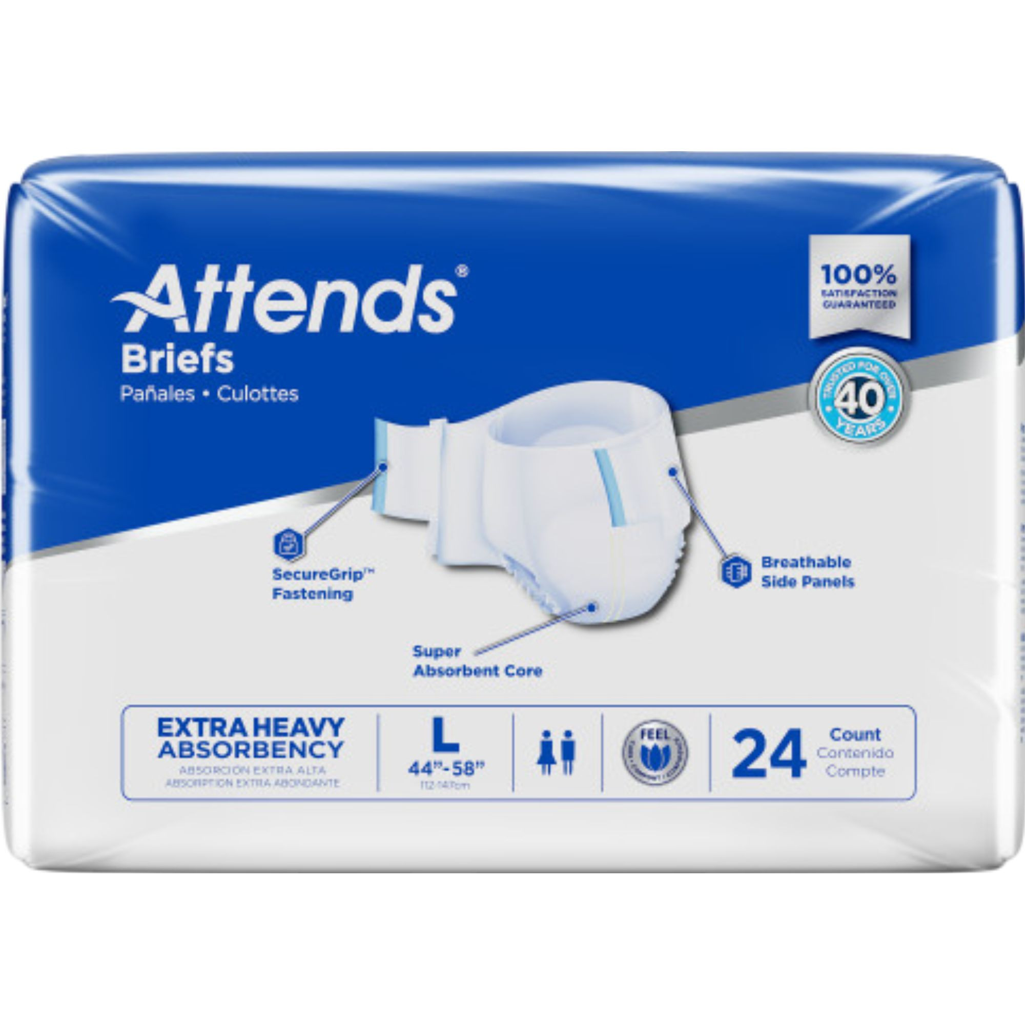 Attends Adult Incontinence Briefs, Extra Heavy Absorbency