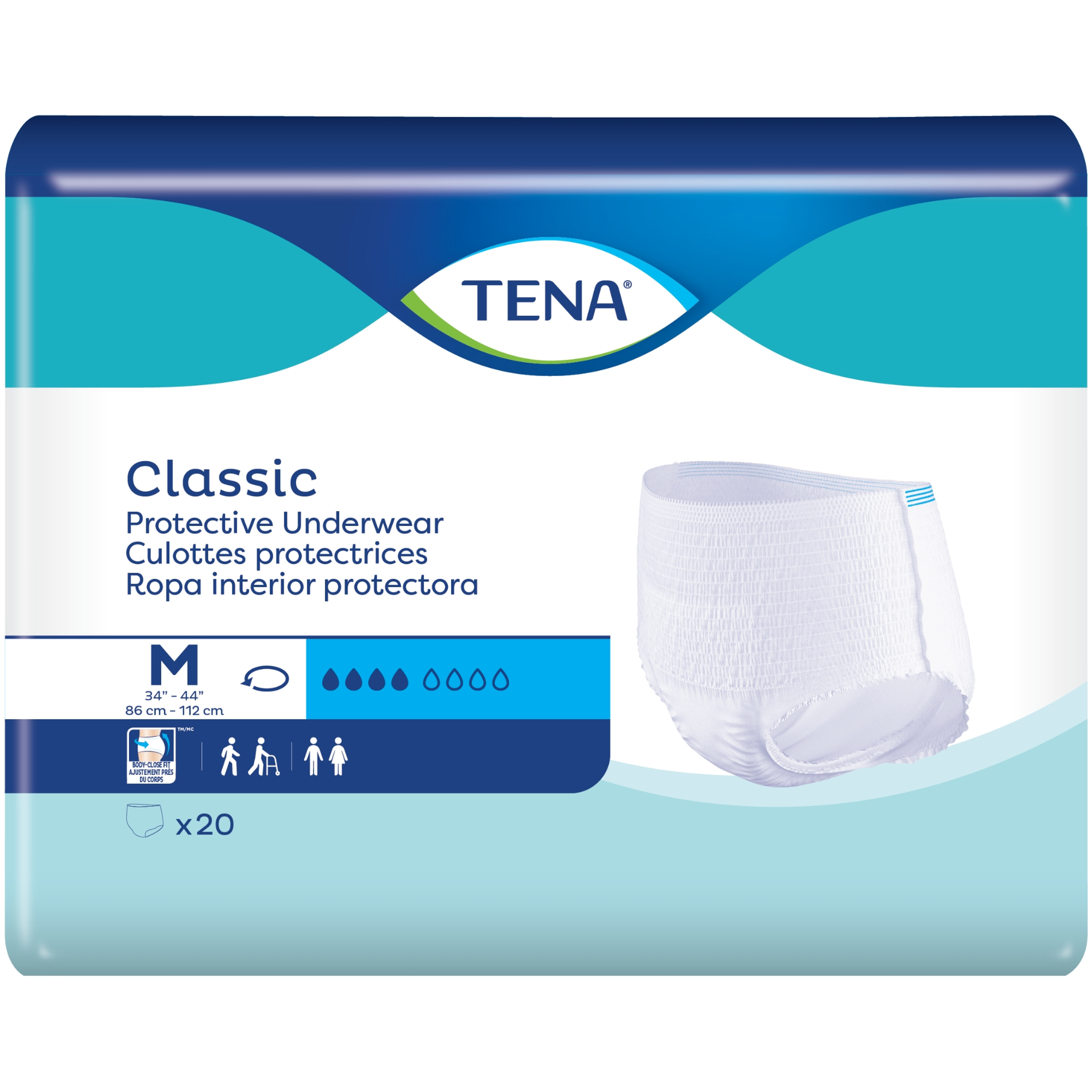 TENA Classic Protective Adult Incontinence Pull-Up Underwear, Moderate Absorbency