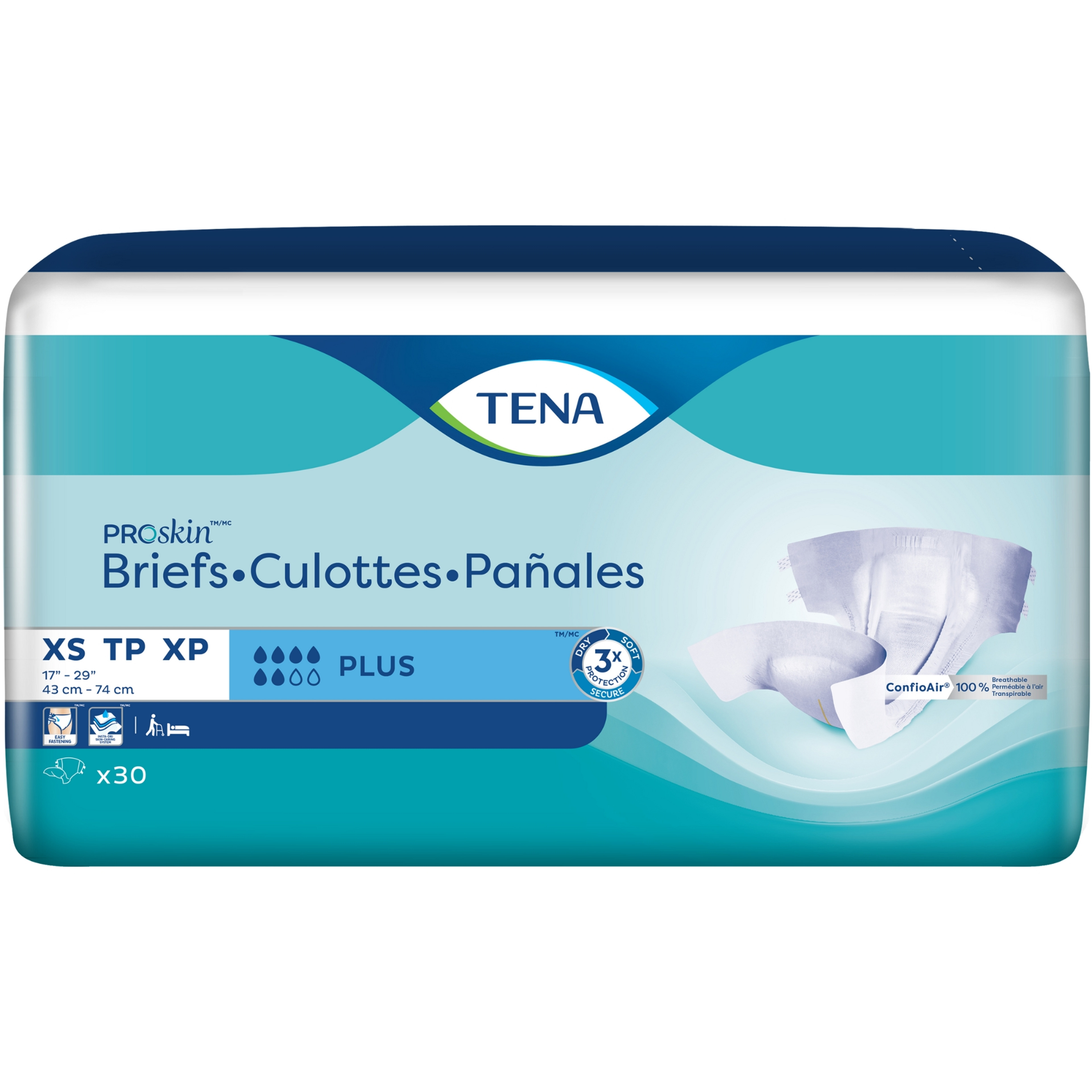 TENA ProSkin Plus Extra Small Incontinence Adult Briefs with Tabs, Moderate Absorbency