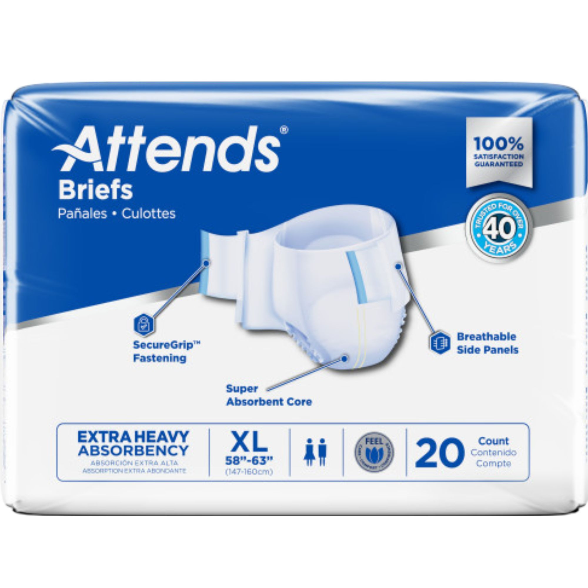 Attends Adult Incontinence Briefs, Extra Heavy Absorbency