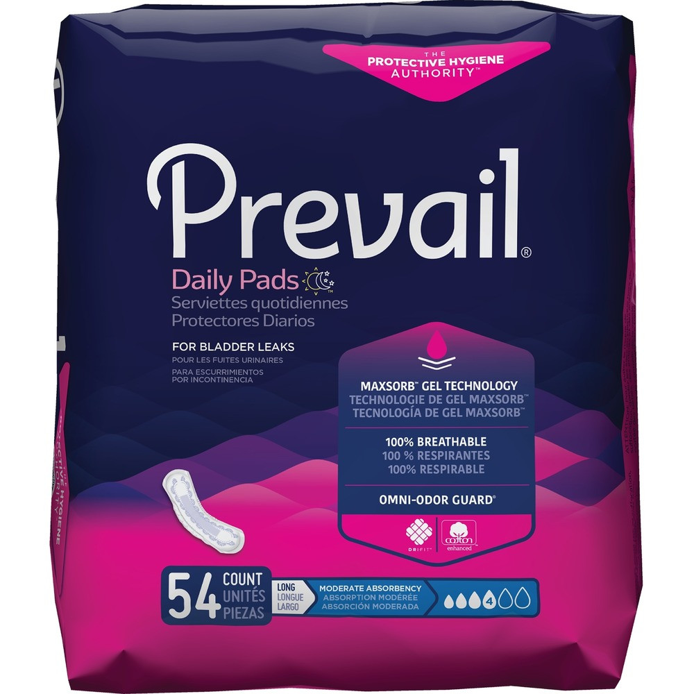 Prevail Women's Daily Bladder Control Pads, Moderate Absorbency
