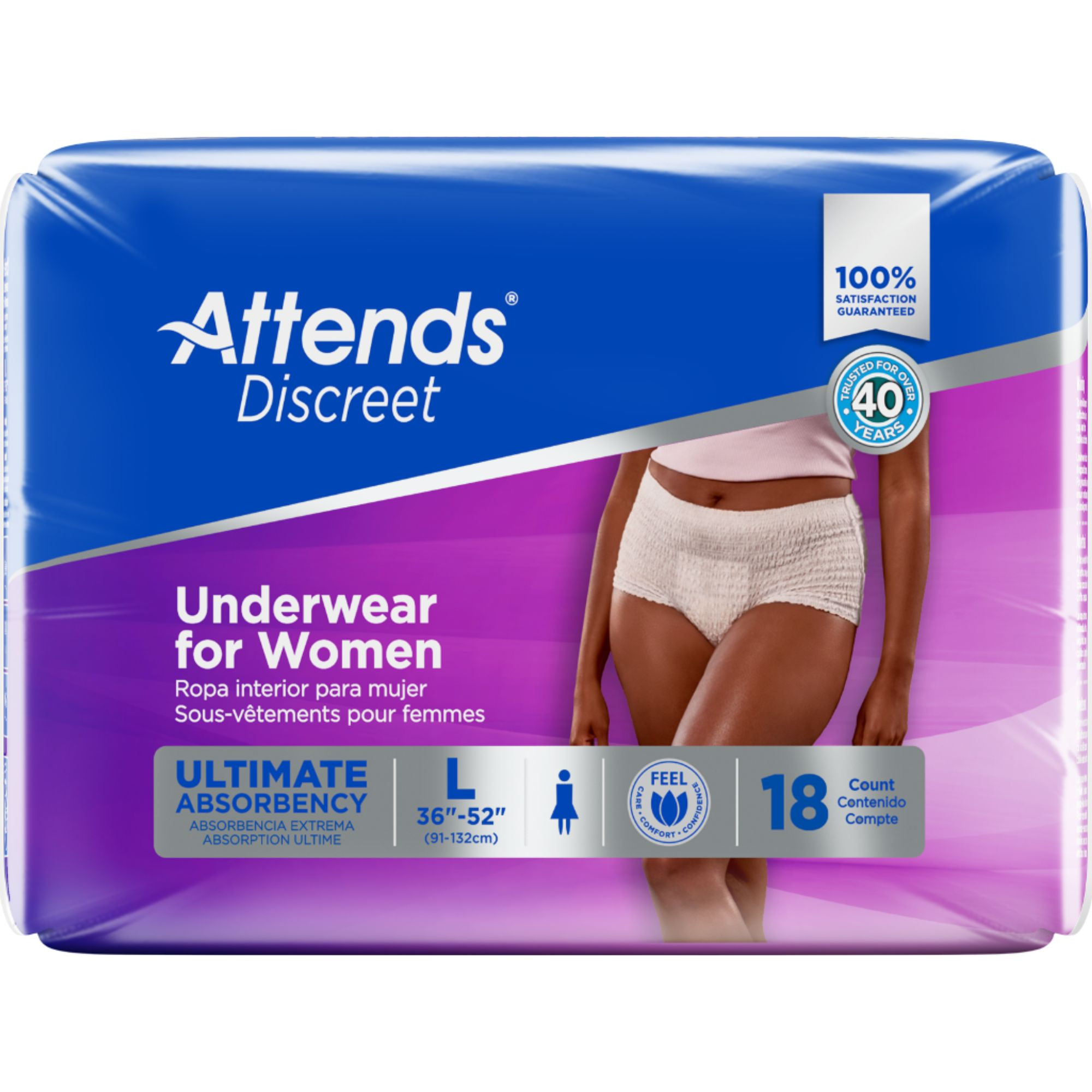 Attends Discreet Incontinence Pull-Up Underwear for Women, Ultimate Absorbency