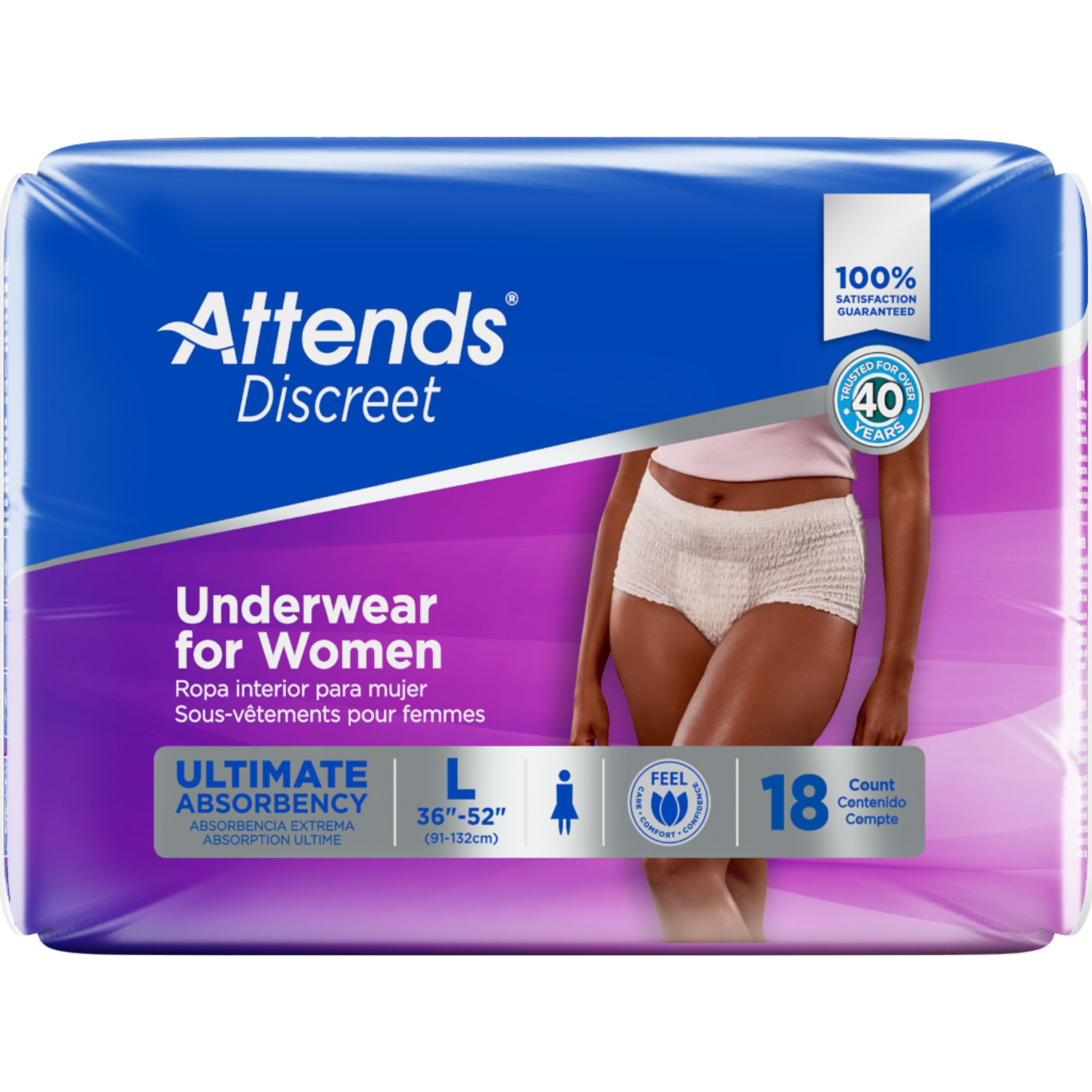 Attends Discreet Incontinence Pull-Up Underwear for Women, Ultimate Absorbency