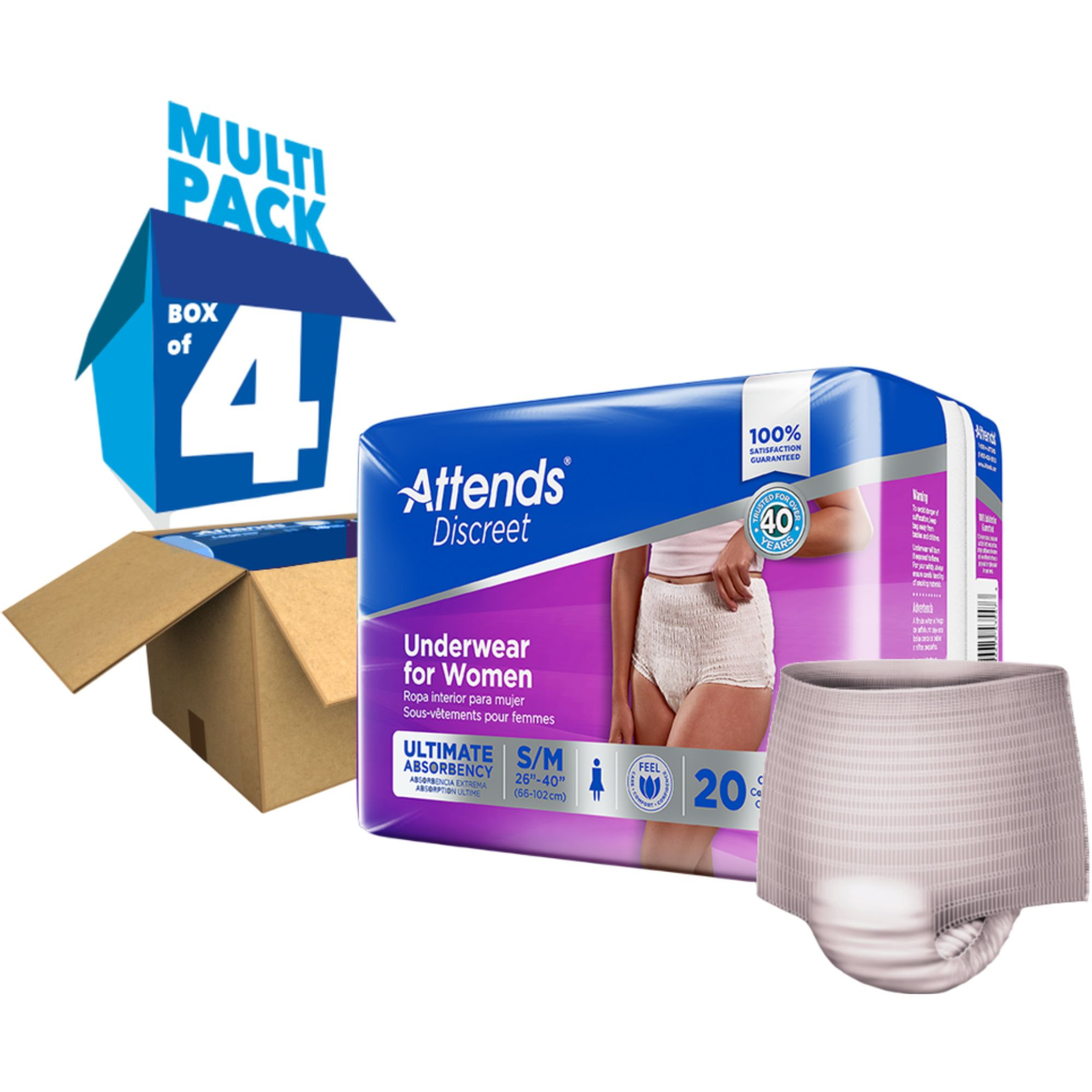 Attends Discreet Incontinence Pull-Up Underwear for Women, Ultimate Absorbency