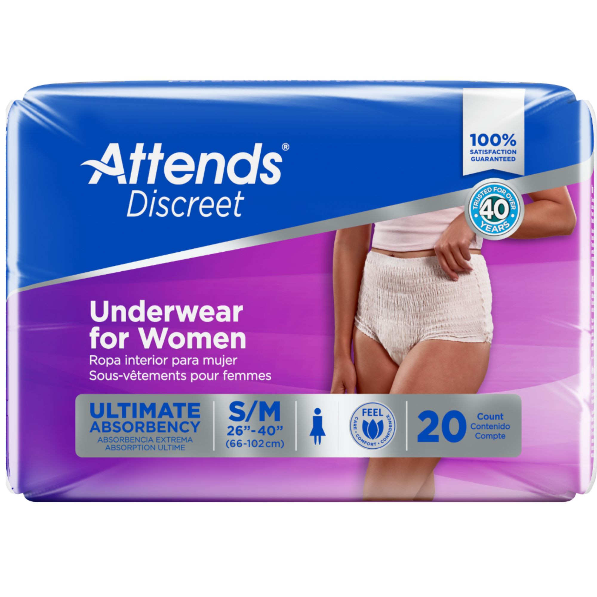 Attends Discreet Incontinence Pull-Up Underwear for Women, Ultimate Absorbency