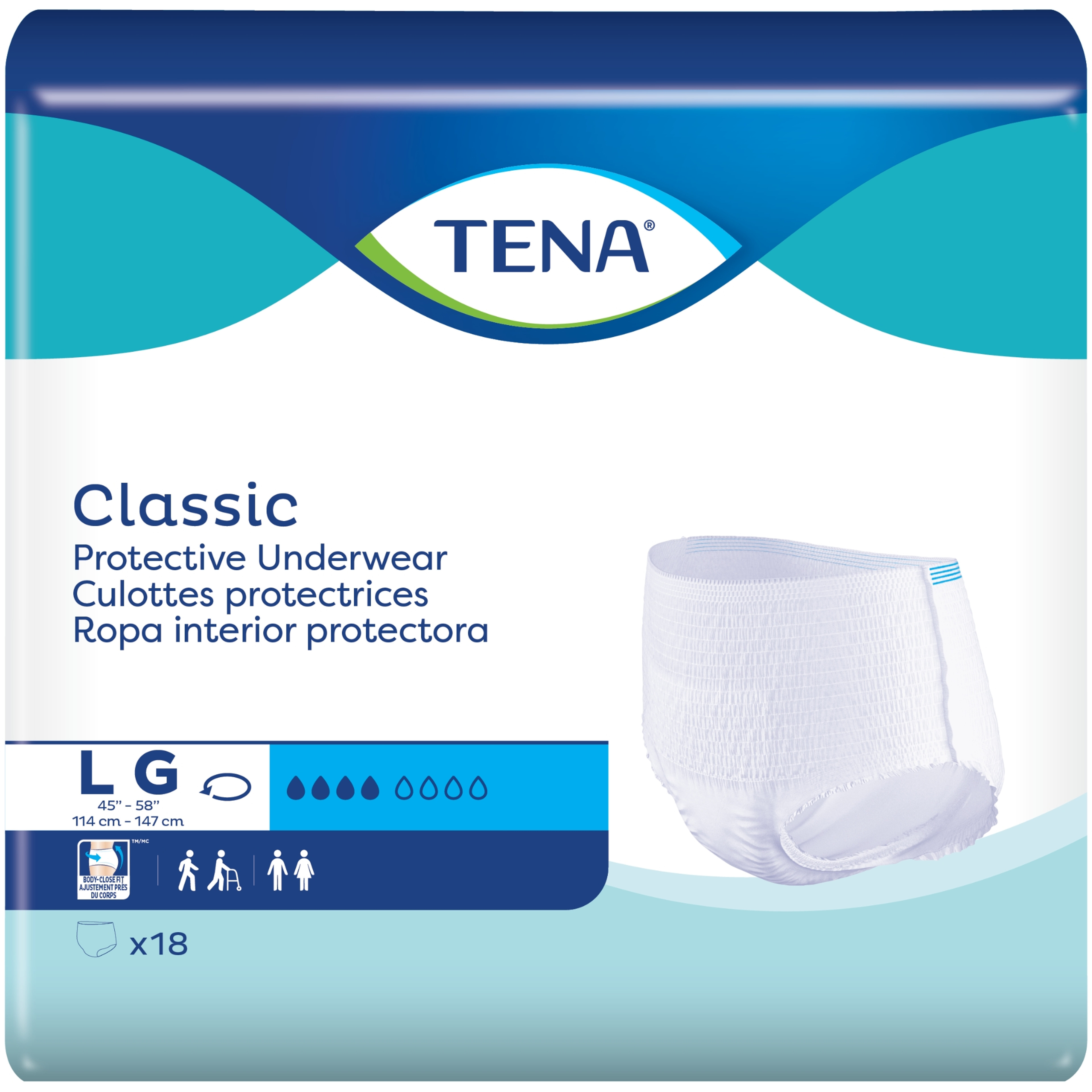 TENA Classic Protective Adult Incontinence Underwear, Moderate Absorbency