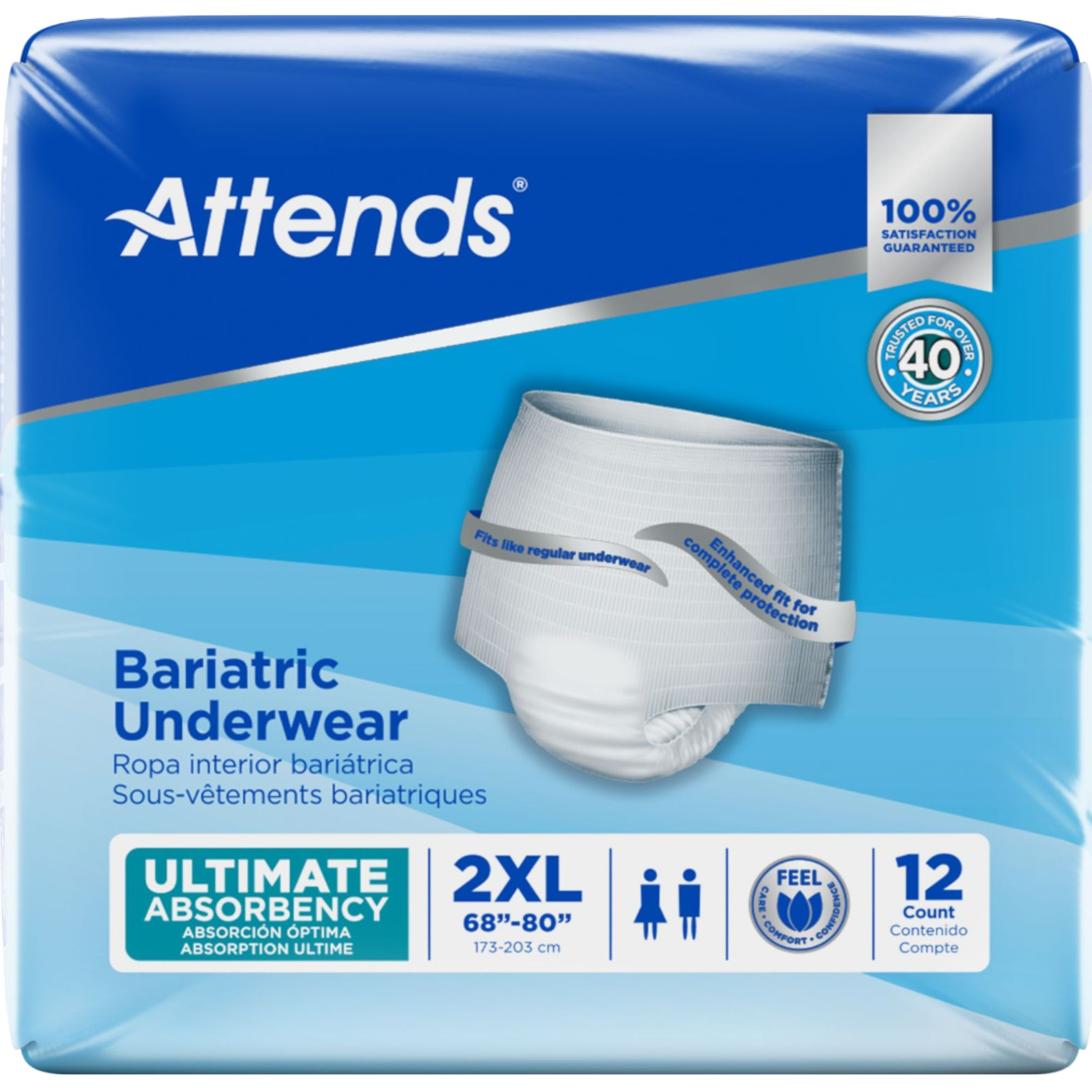 Attends Bariatric Adult Incontinence Pull-Up Underwear Ultimate Absorbency, 2XL