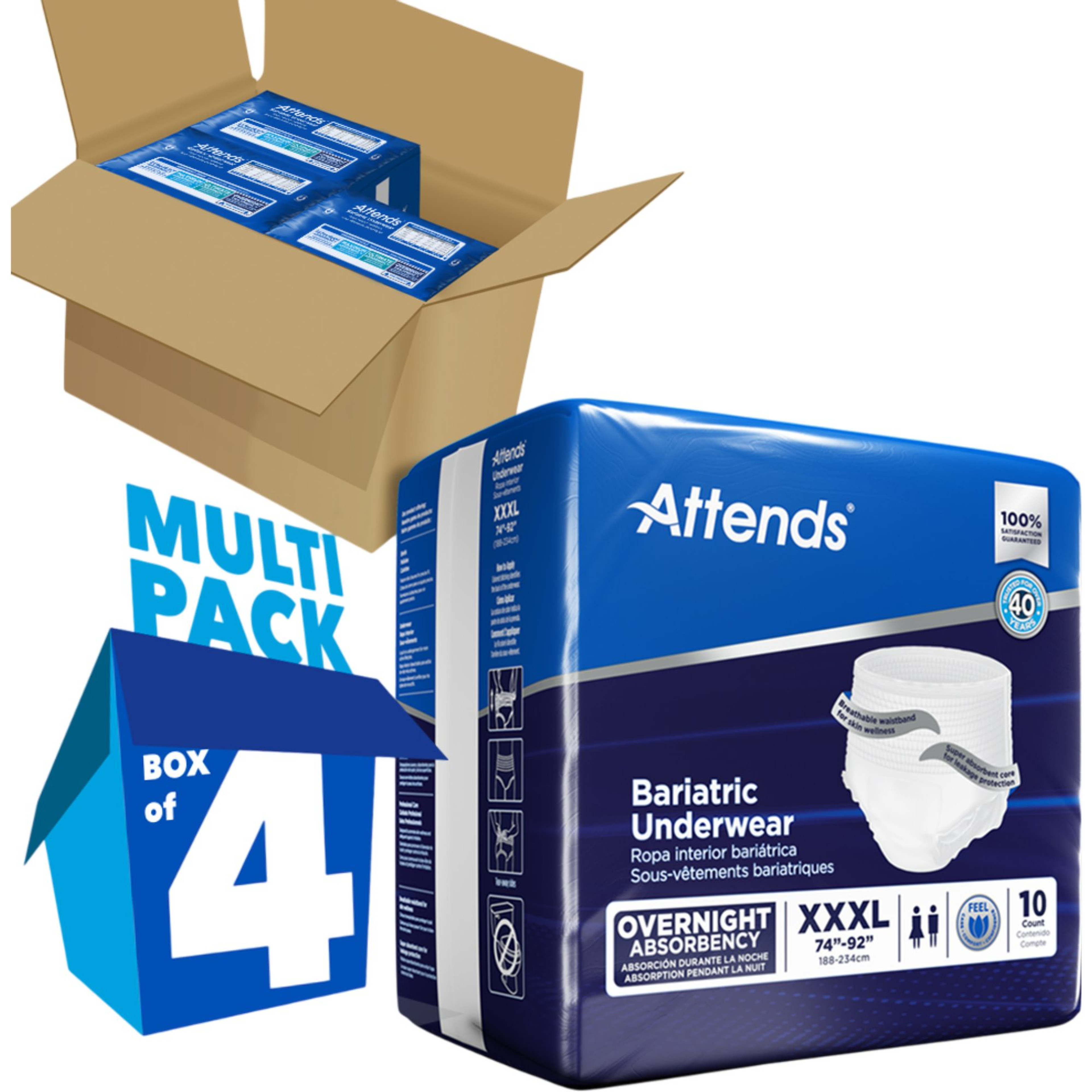 Attends Bariatric Adult Incontinence Pull-Up Underwear, Overnight Absorbency