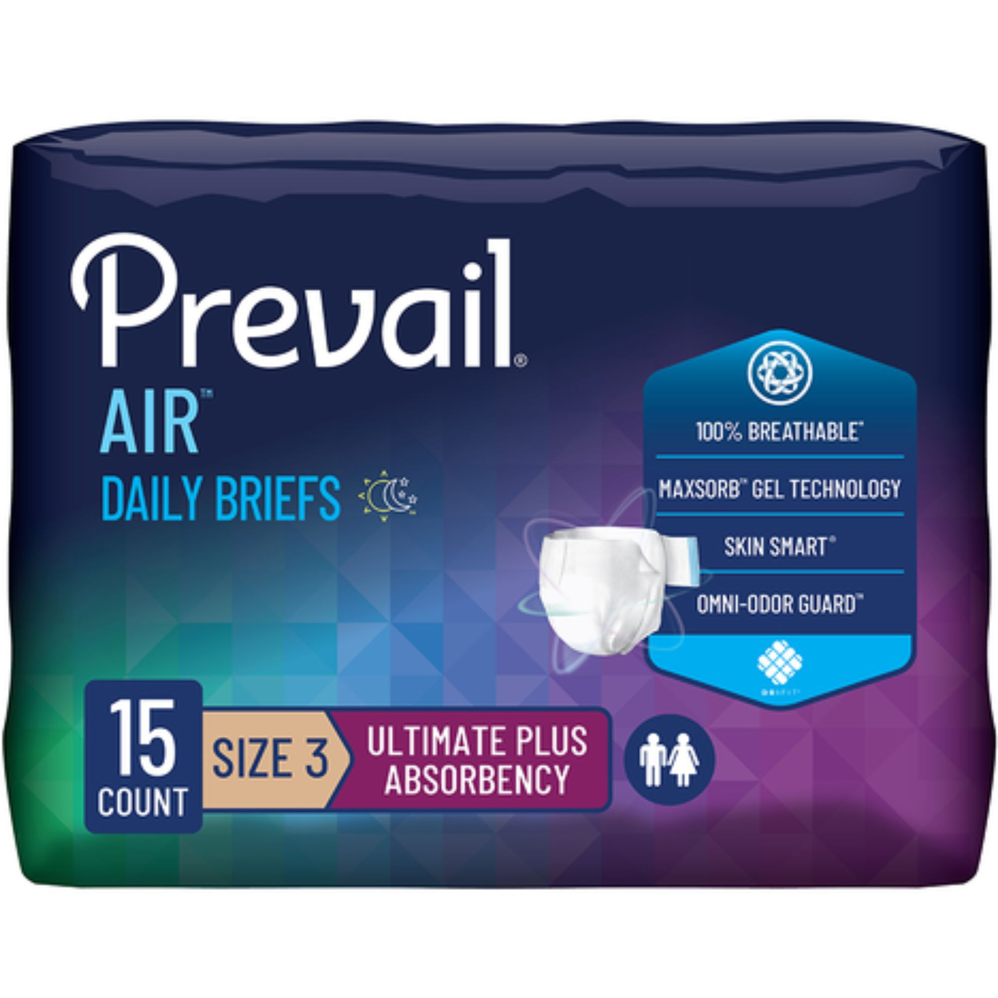 Prevail Air Daily Adult Incontinence Briefs with Tabs, Ultimate Absorbency