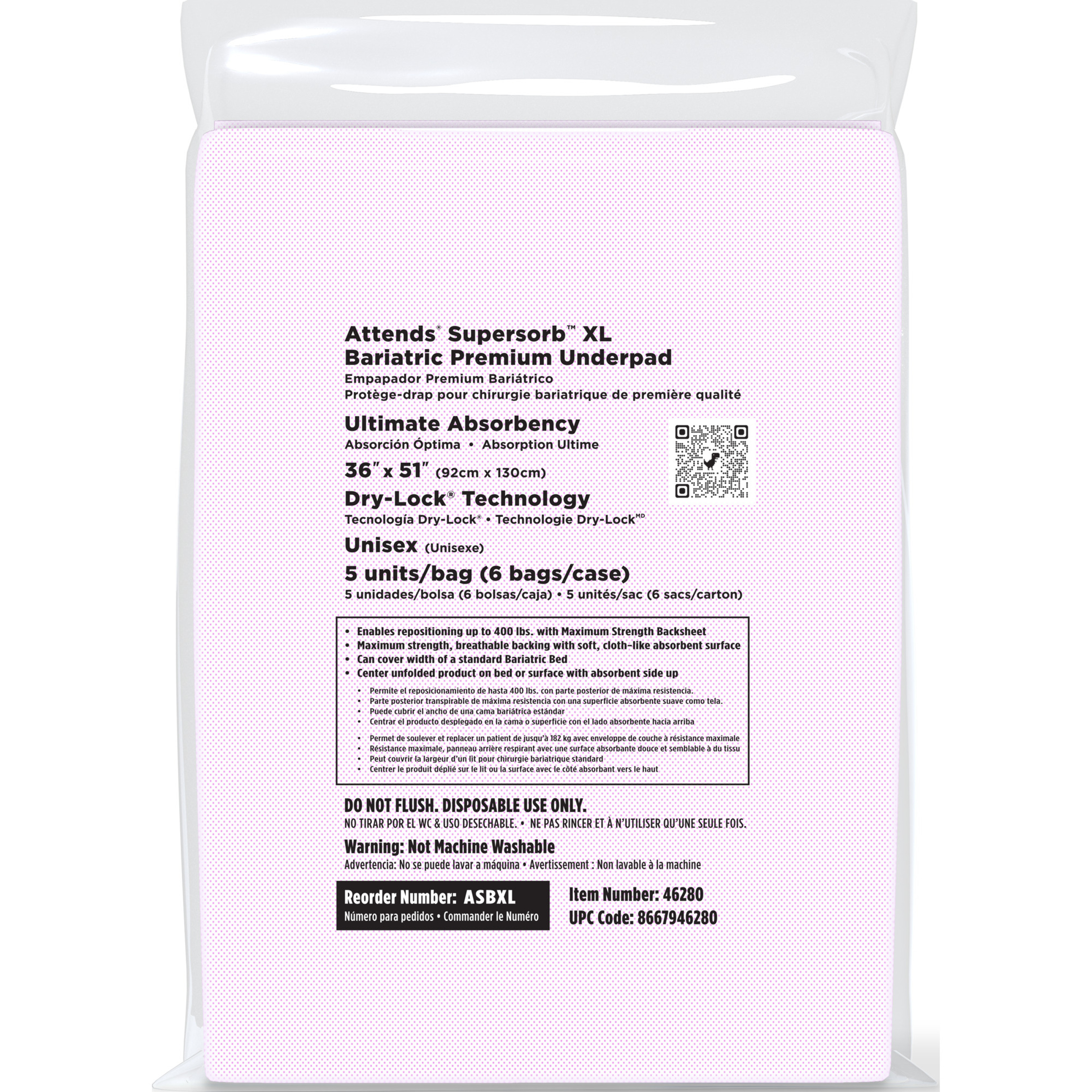 Attends Supersorb XL Bariatric Incontinence Underpads, Heavy Absorbency