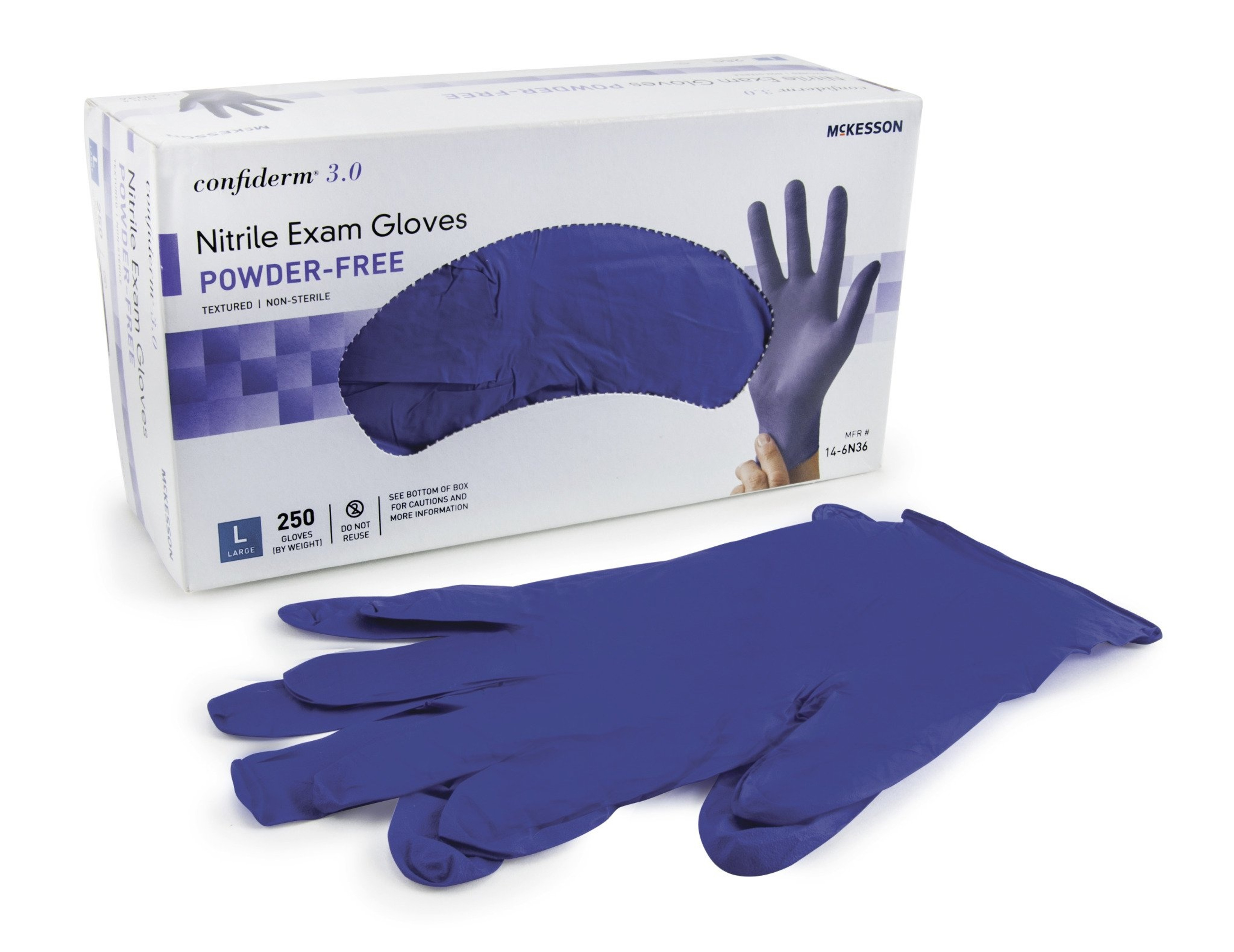 McKesson Confiderm 3.0 Powder-Free Nitrile Gloves, Blue