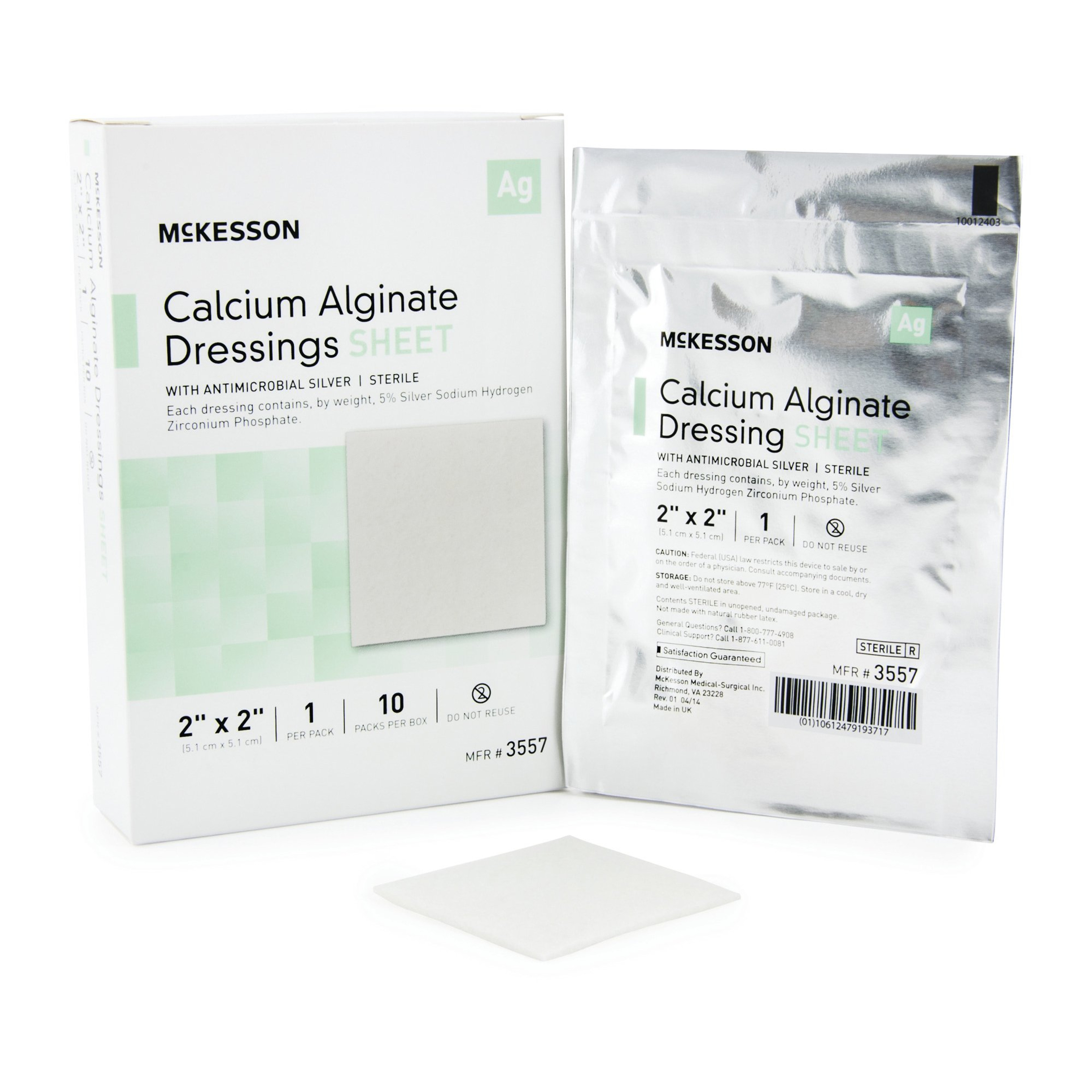 McKesson Calcium Alginate Dressings with Antimicrobial Silver, Sterile