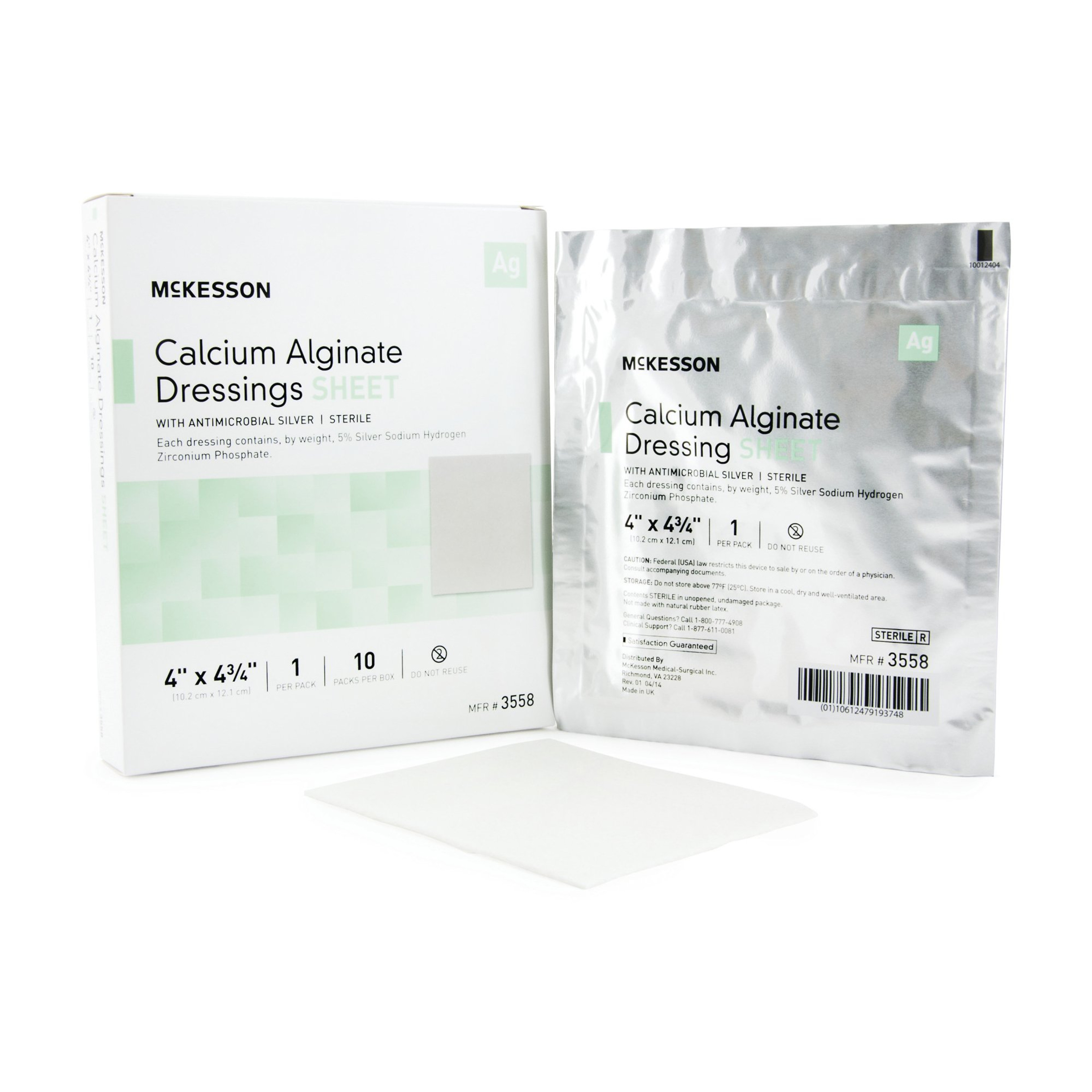 McKesson Calcium Alginate Dressings with Antimicrobial Silver, Sterile