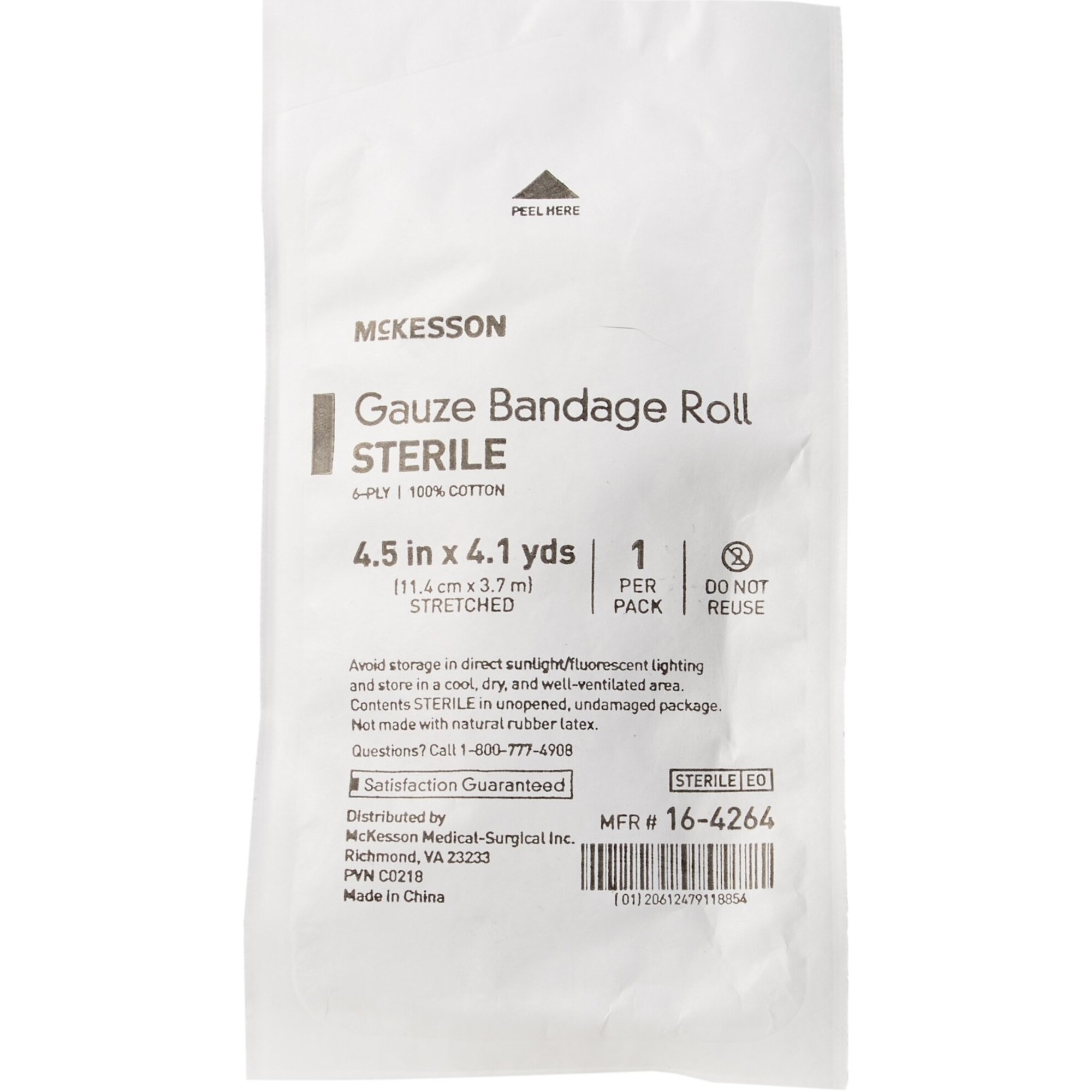 McKesson 6-Ply Gauze Bandage Roll, Sterile