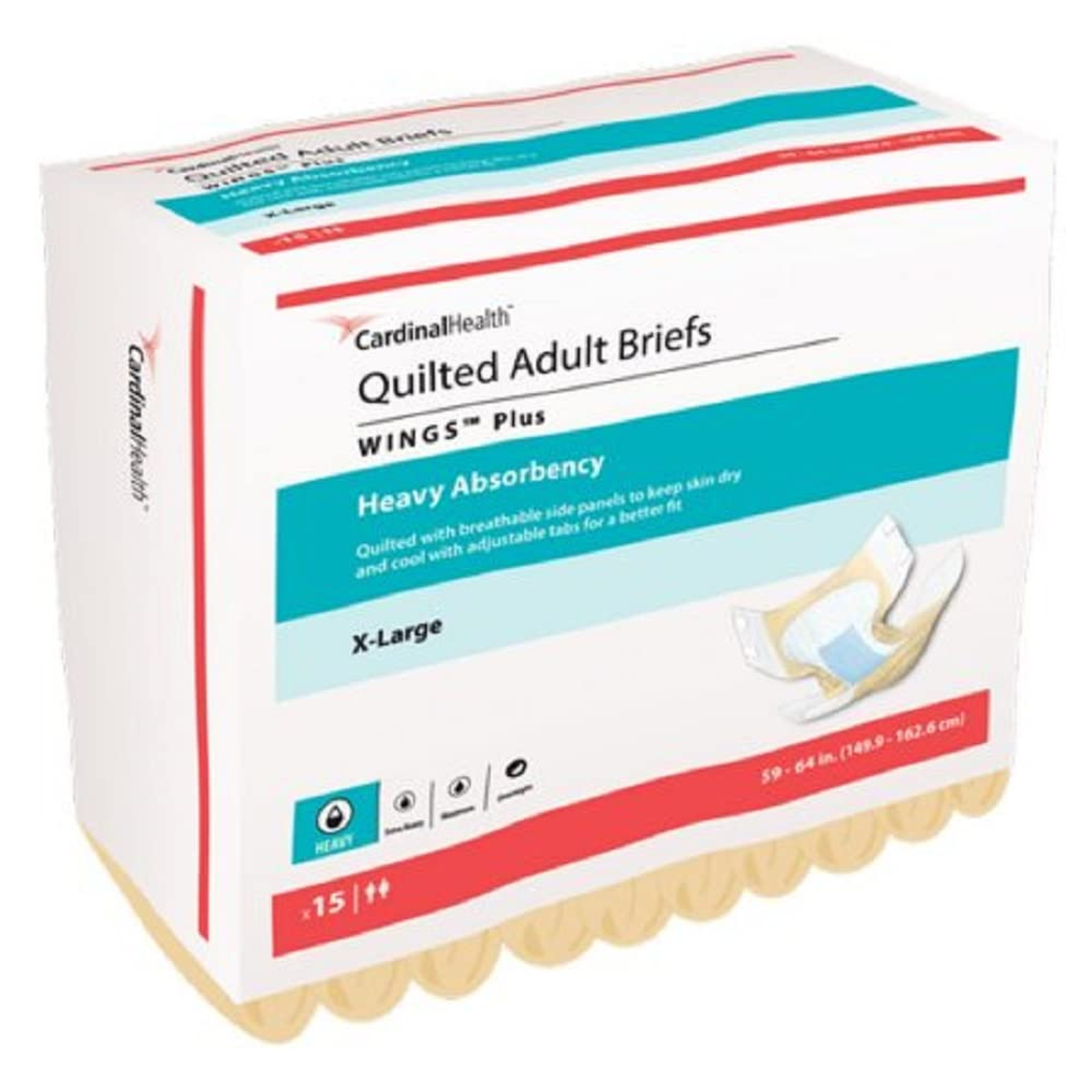 Wings Plus Quilted Adult Briefs with BreatheEasy Technology, Heavy Absorbency
